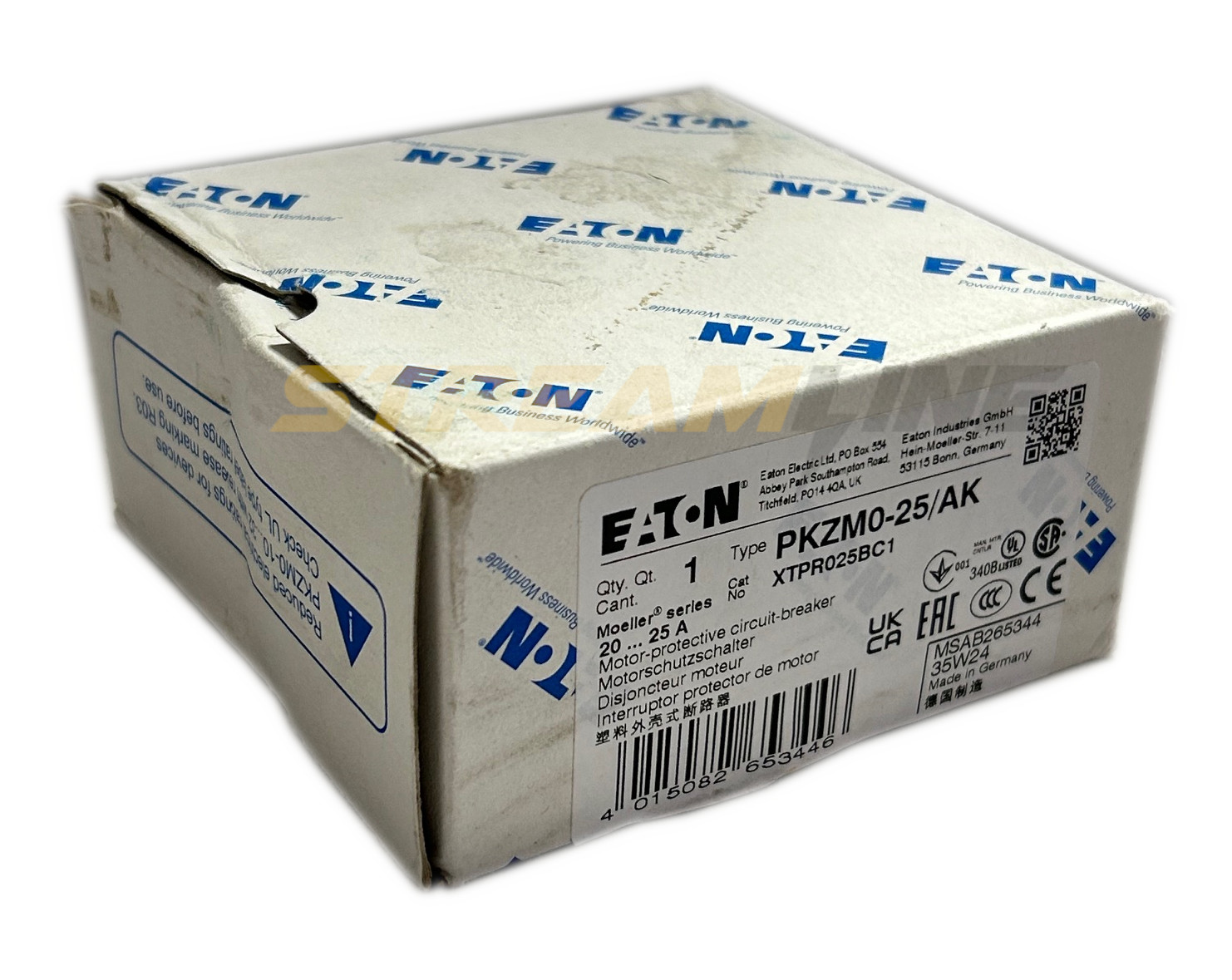 Eaton PKZM0-25/AK Motor Circuit Protector, 20-25 Amp, 380/400V, 3P, 45mm, 12.5kW