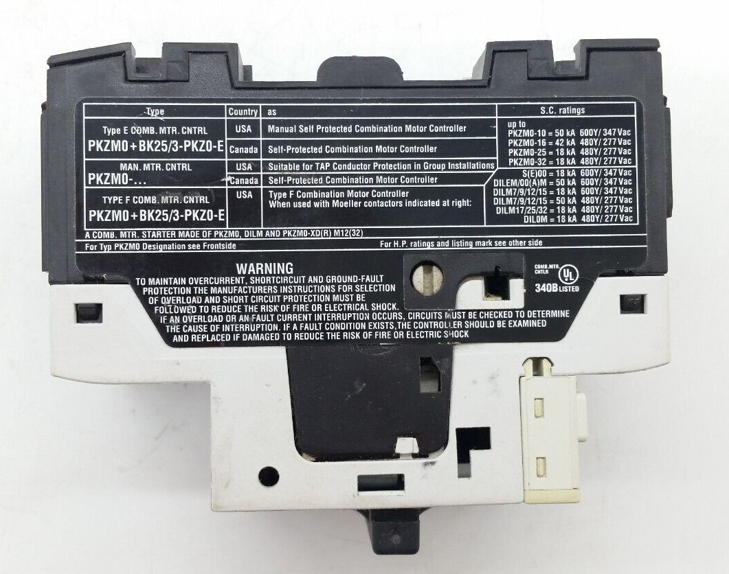 Moeller PKZM0-1,6 Motor-protective Circuit Breaker W/Auxiliary Contact