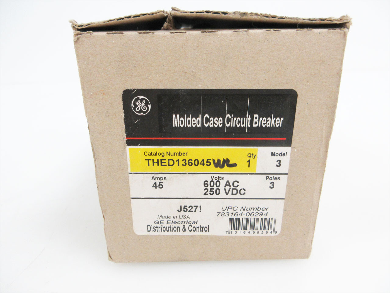 GE THED136045WL 783164-06294 3 POLE 600VAC 45A CIRCUIT BREAKER 783164062816