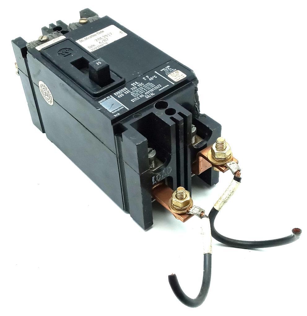 Westinghouse EHB2035 2 Pole Circuit Breaker 35A 480VAC 250VDC