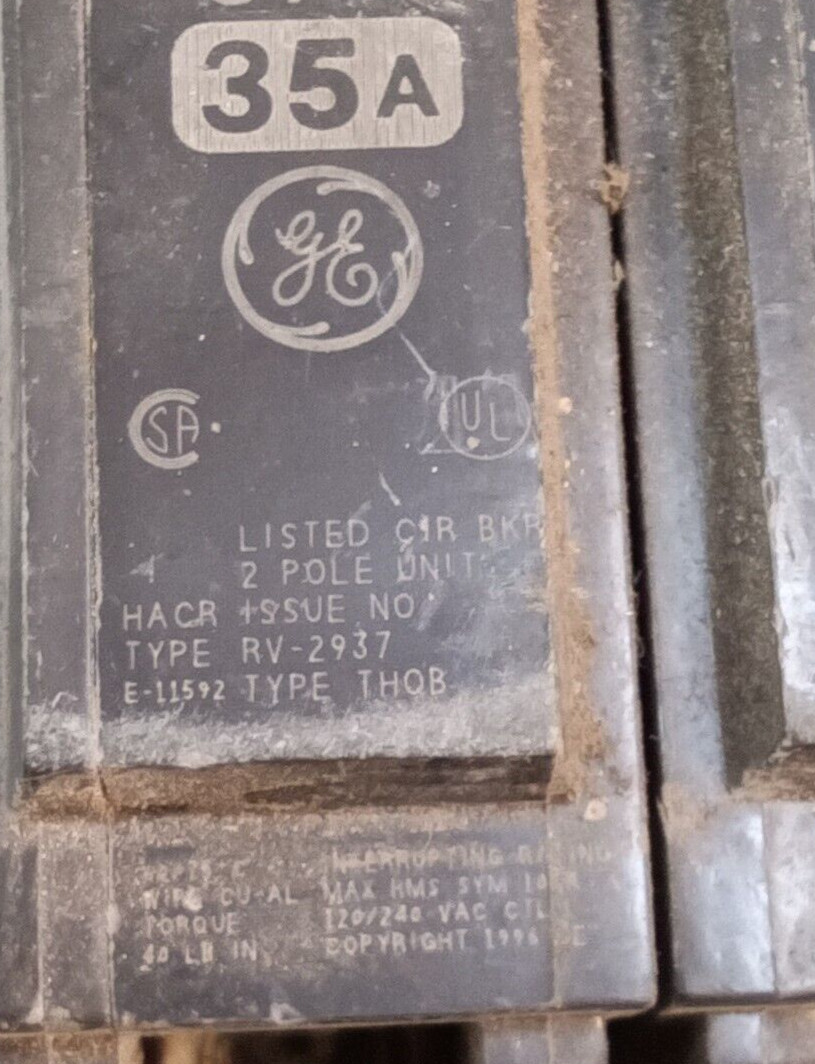 GE/BREAKER/THQB2135/ 35AMP/2POLE/ 10kA@240V/THQB/GROVE/Bolt-On/USE( L120