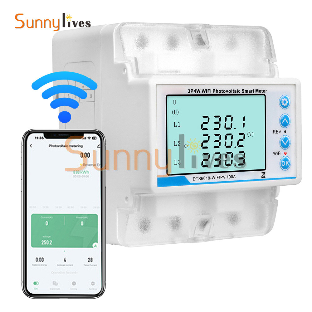 3-phase Tuya WiFi Overload Time Delay Energy Meter Limit Circuit Breaker 100A
