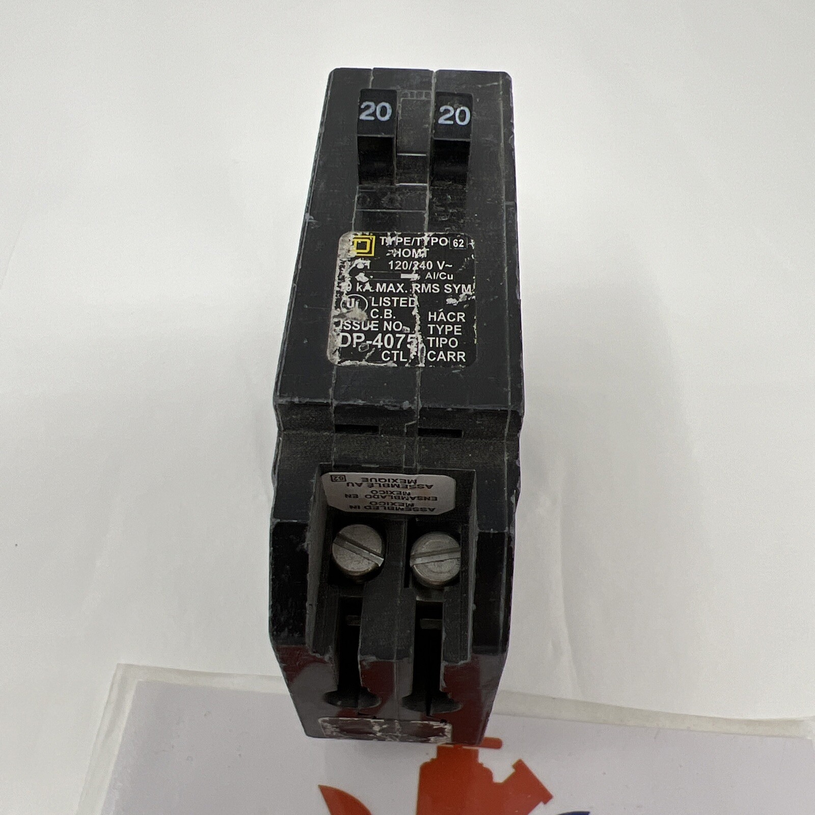 HOMT2020 Square D Homeline 20 amp Twin 20/20 1 Pole Tandem Circuit Breaker