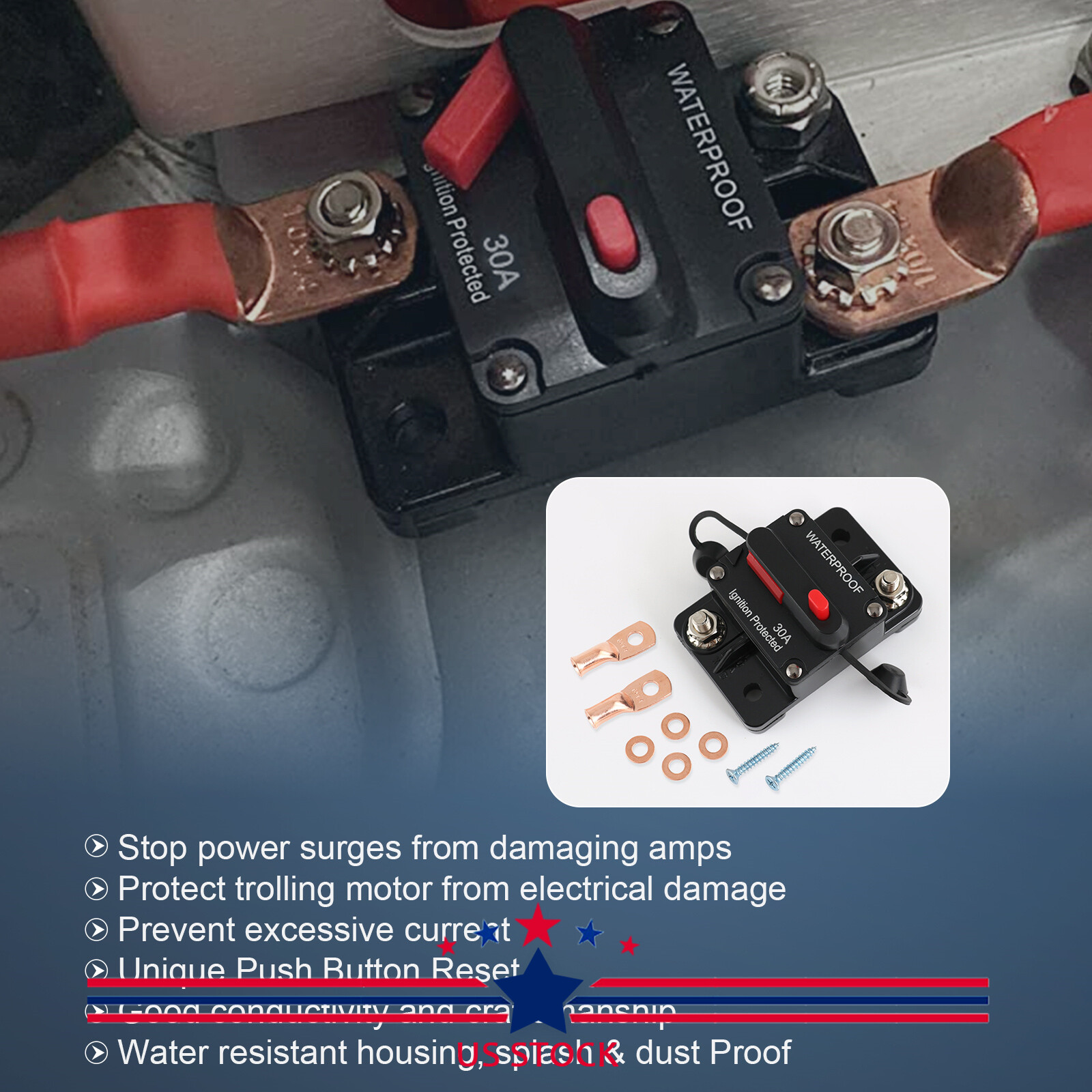 30A-300A AMP Circuit Breaker Fuse 12-48V DC Car Boat IP67 Manual Reset Switch