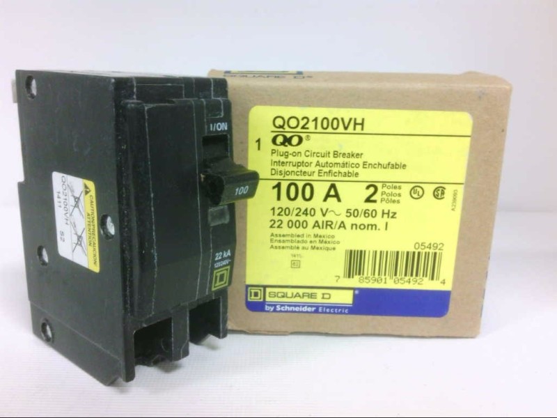 QO2100VH SQUARE D MINIATURE CIRCUIT BREAKER QO SERIES 100 AMP 2 P NEW – OPEN BOX
