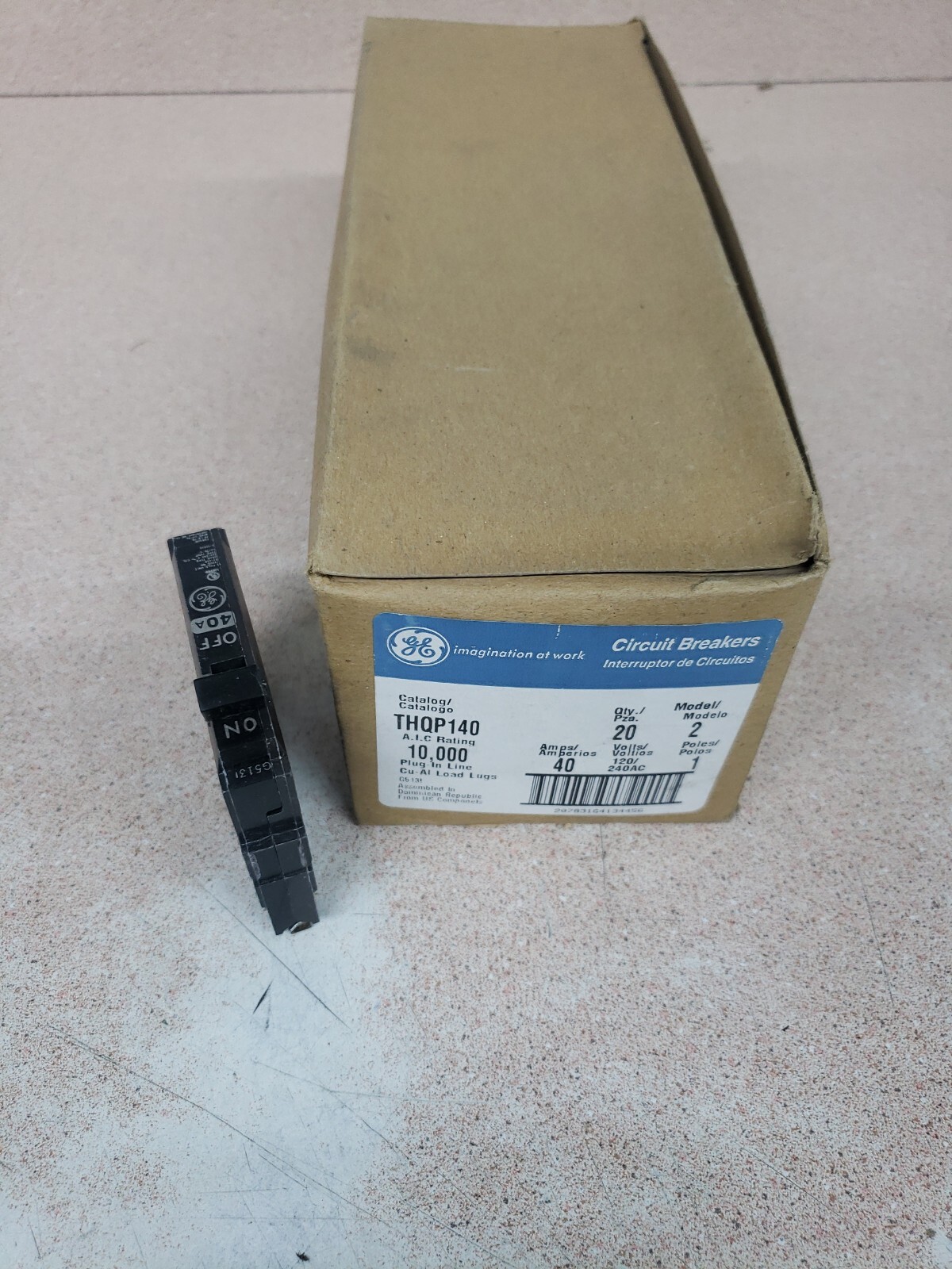 (1) New in Box! GE THQP140 40A Single-Pole Standard Trip Circuit Breaker