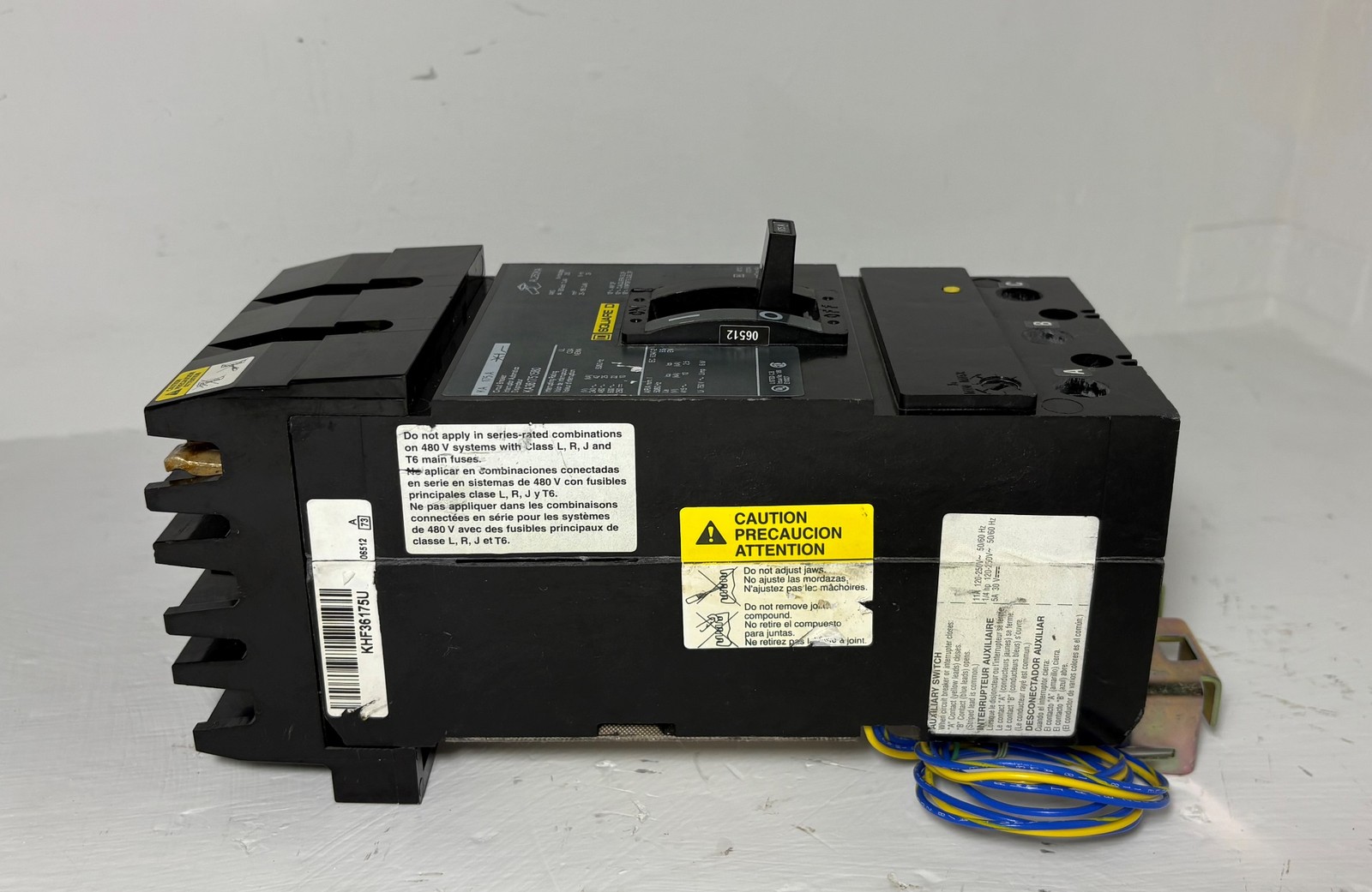 Square D I-Line KA361751580 175A Circuit Breaker Green Label w Aux & UVR 175 Amp