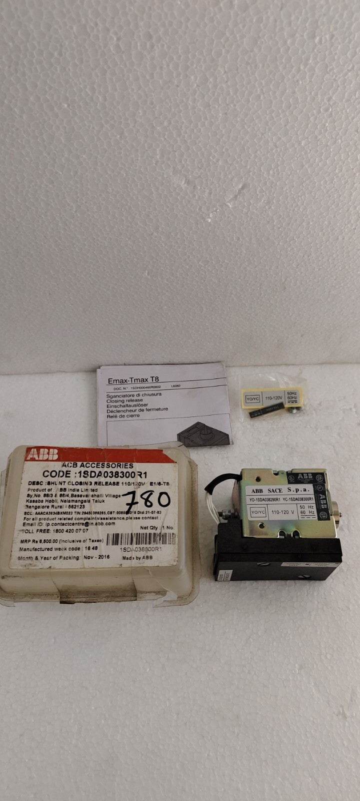 ABB Air Circuit Breaker YO/YC SACE S.P.A 1SDA038300R1 COIL FREE FAST SHIPPING