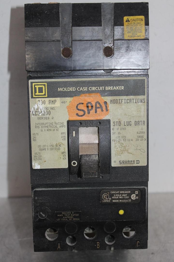 SQUARE D I-LINE CIRCUIT BREAKER KC34200 200 AMP 480 VAC 3-POLE