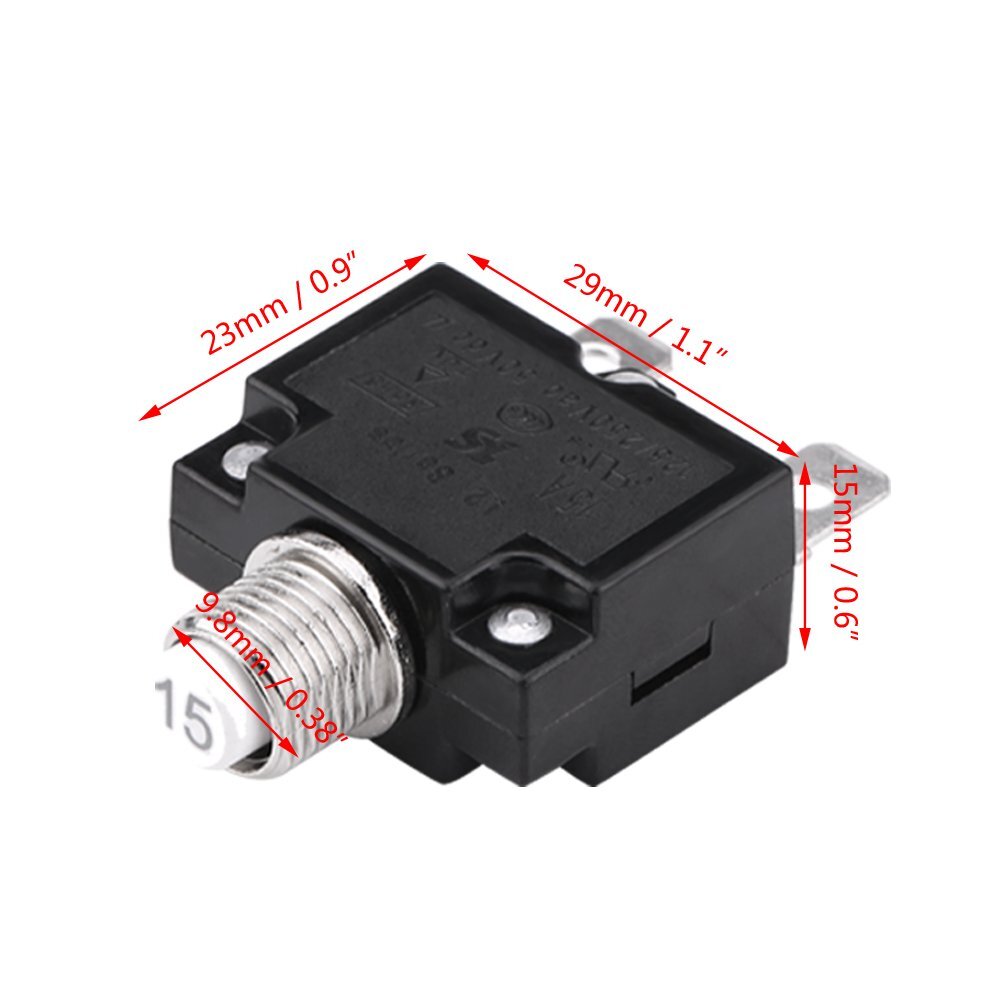 L2 Series Reset Thermal Switch 15A 125-250V AC Push Button Circuit Breaker