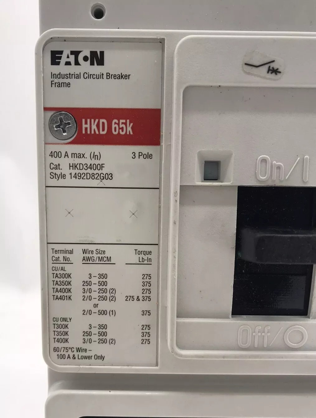 NEW / CUTLER HKD3400F CIRCUIT BREAKER- KES3400LSI TRIP -400A, 3Pole, 600V