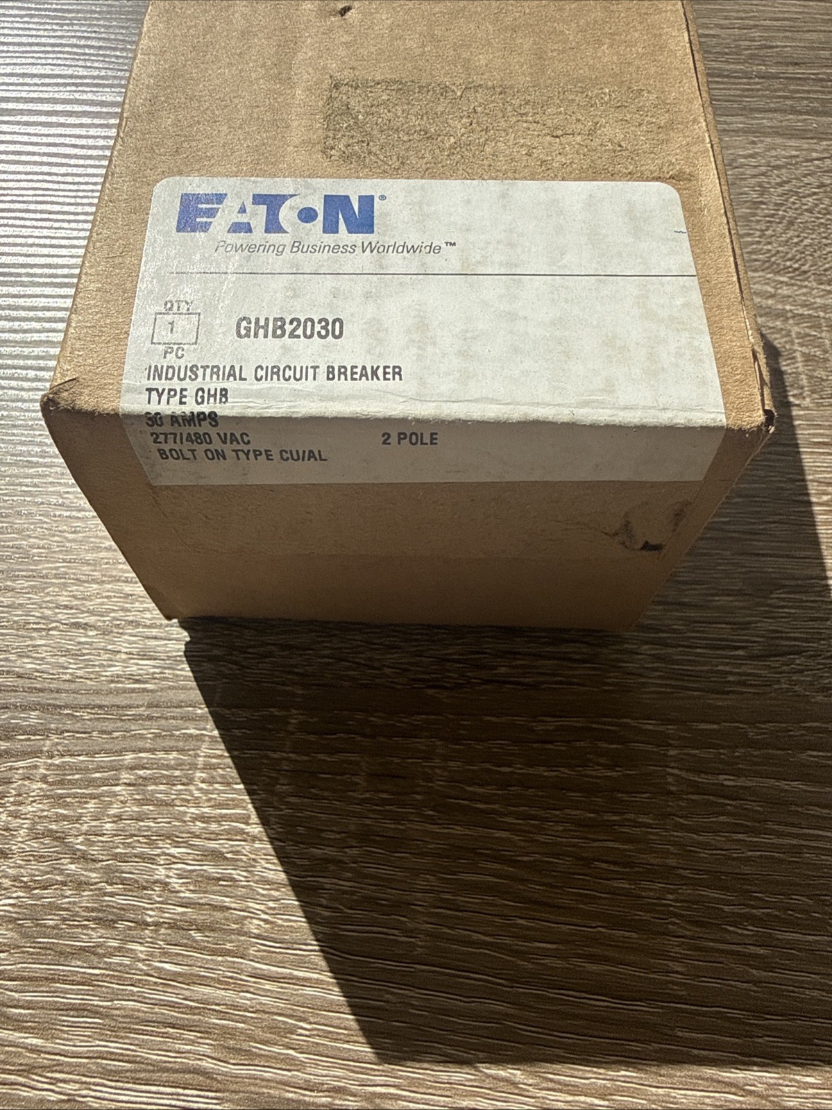 EATON GHB2030 30 Amp, 2 Pole, 277/480 VAC, Industrial Circuit Breaker