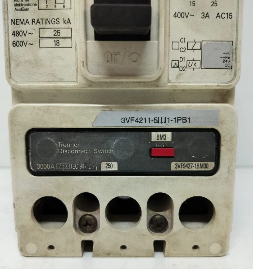 SIEMENS 3VF 3 POLE 250 AMPS CIRCUIT BREAKER 3VF4211-5BM3-1PB1