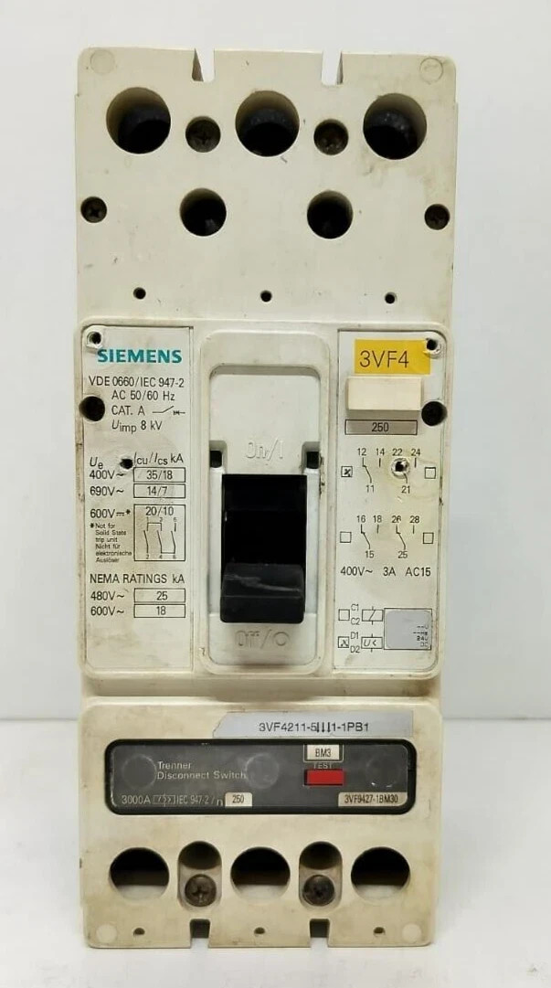 SIEMENS 3VF 3 POLE 250 AMPS CIRCUIT BREAKER 3VF4211-5BM3-1PB1