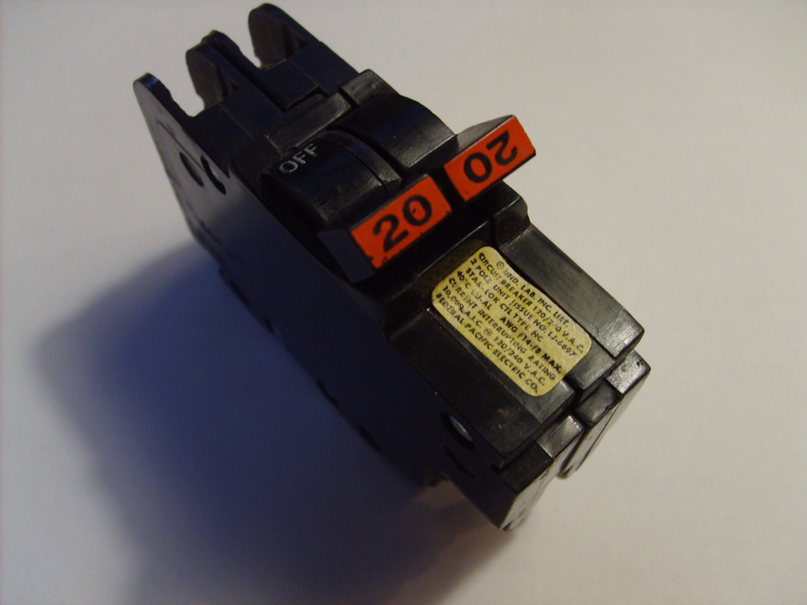 FPE Federal Pacific 20 Amp 2 Pole NC220 Stab-Lok Breaker Mini THIN NC