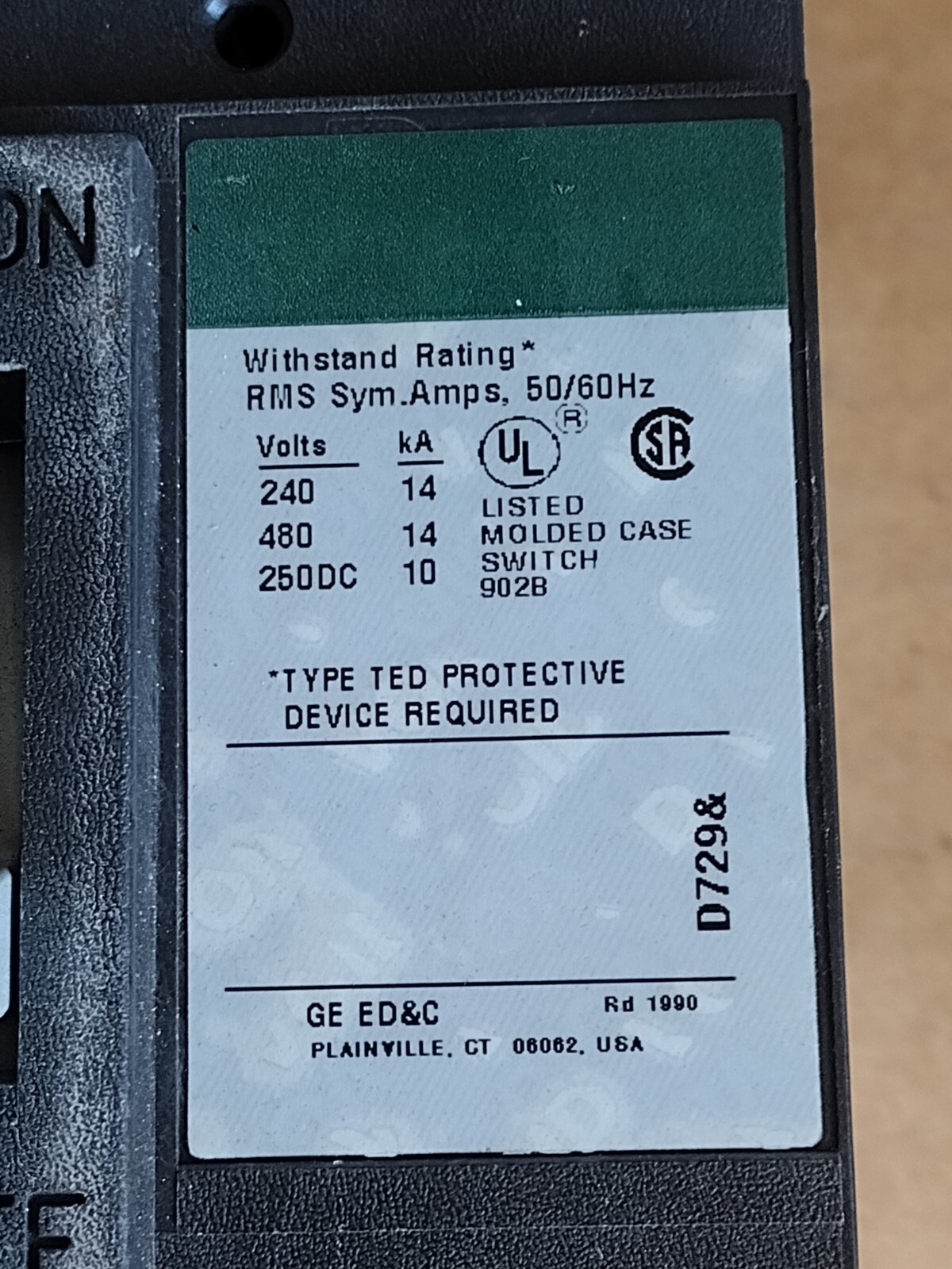LG TED134YT150 150 Amps 480 Vac 250 Vdc Molded Case Switch