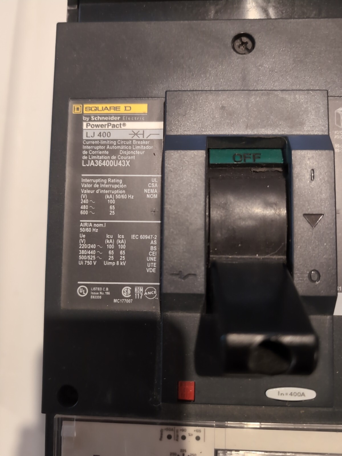 Square D LJA36400U43X 3p 600v 400a 65k LSI TRIP Circuit Breaker NEW TAKEOUT