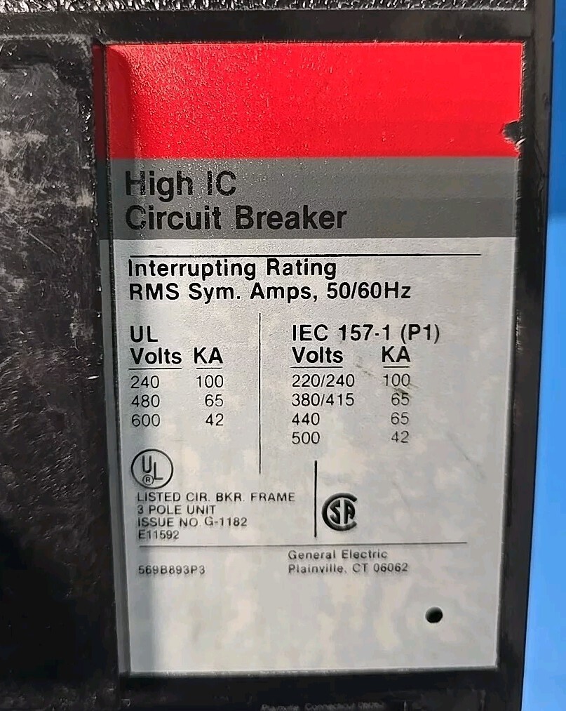 GE TKL4V4608 800A 600V 3Pole High IC Circuit Breaker /w Versa Trip T4VTG