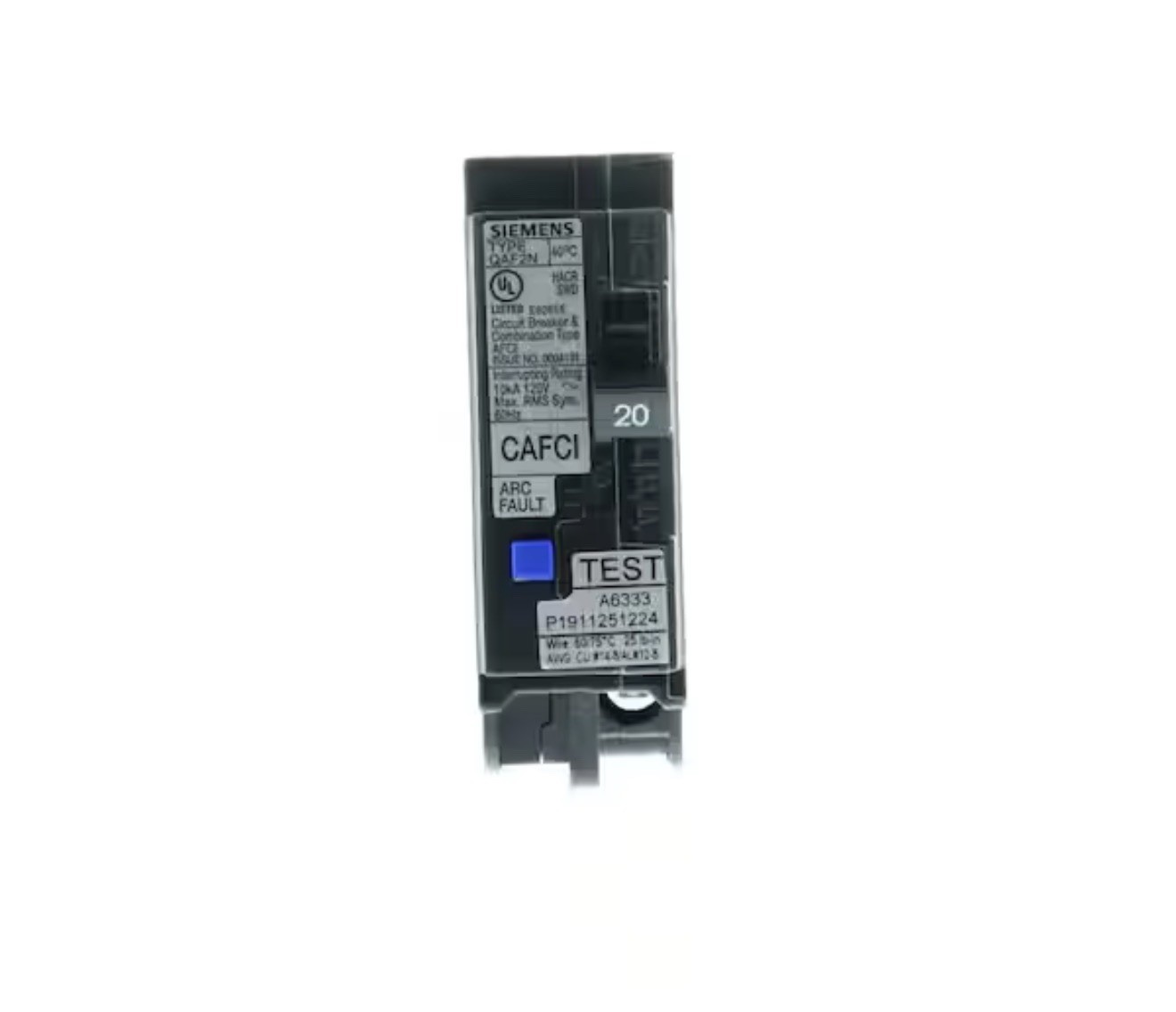 Siemens 20 Amp 1-Pole Combination Type AFCI Plug-On Neutral Circuit Breaker