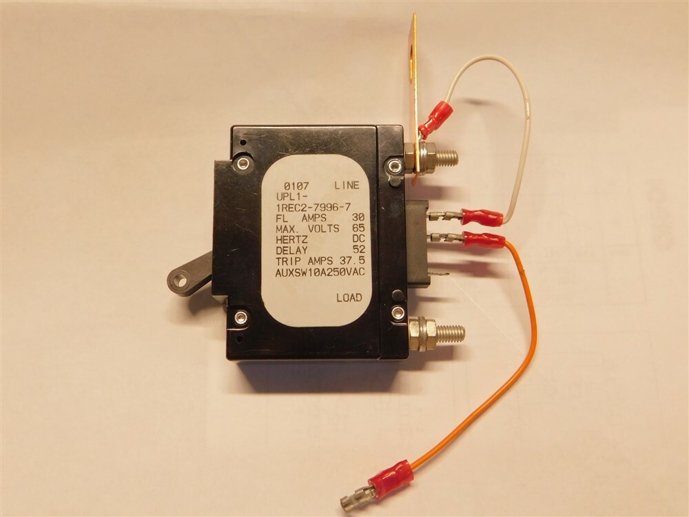 Airpax UPL1-1REC2-7996-7 30A 65VDC DC Circuit Breaker w/Aux N.O. N.C. Switch