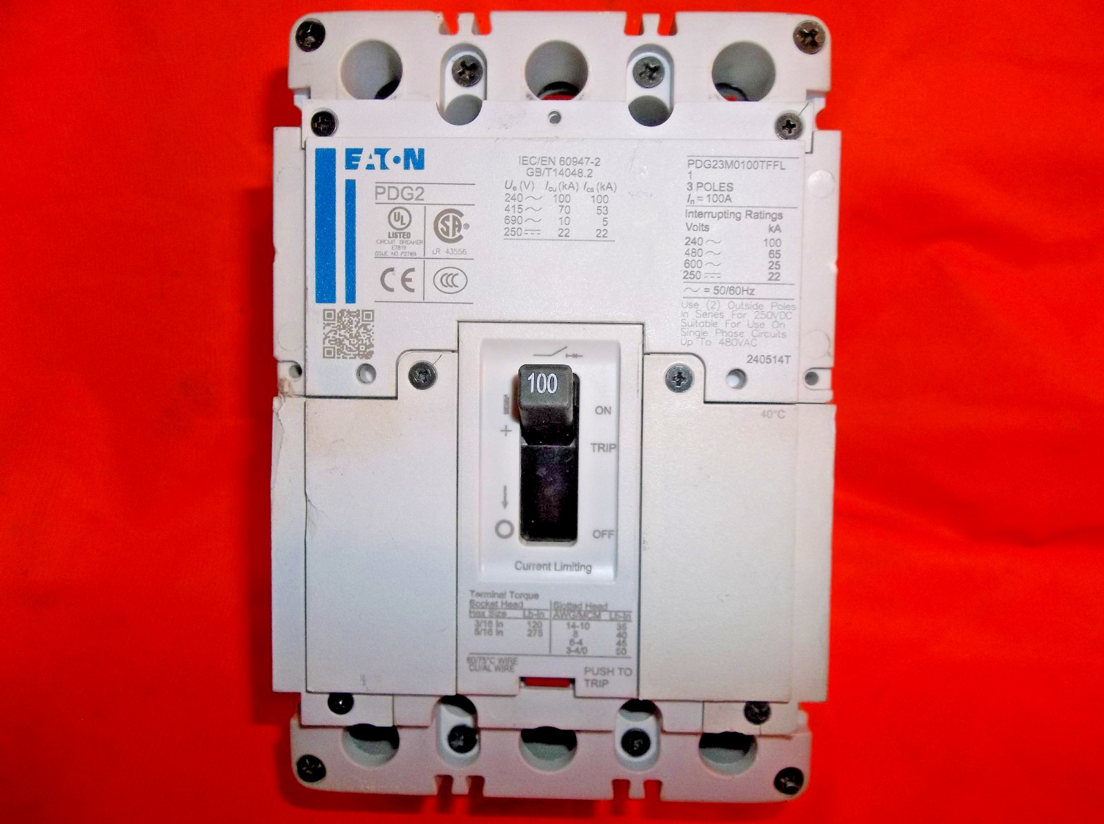 EATON PDG23M0100TFFL circuit breaker 166B3