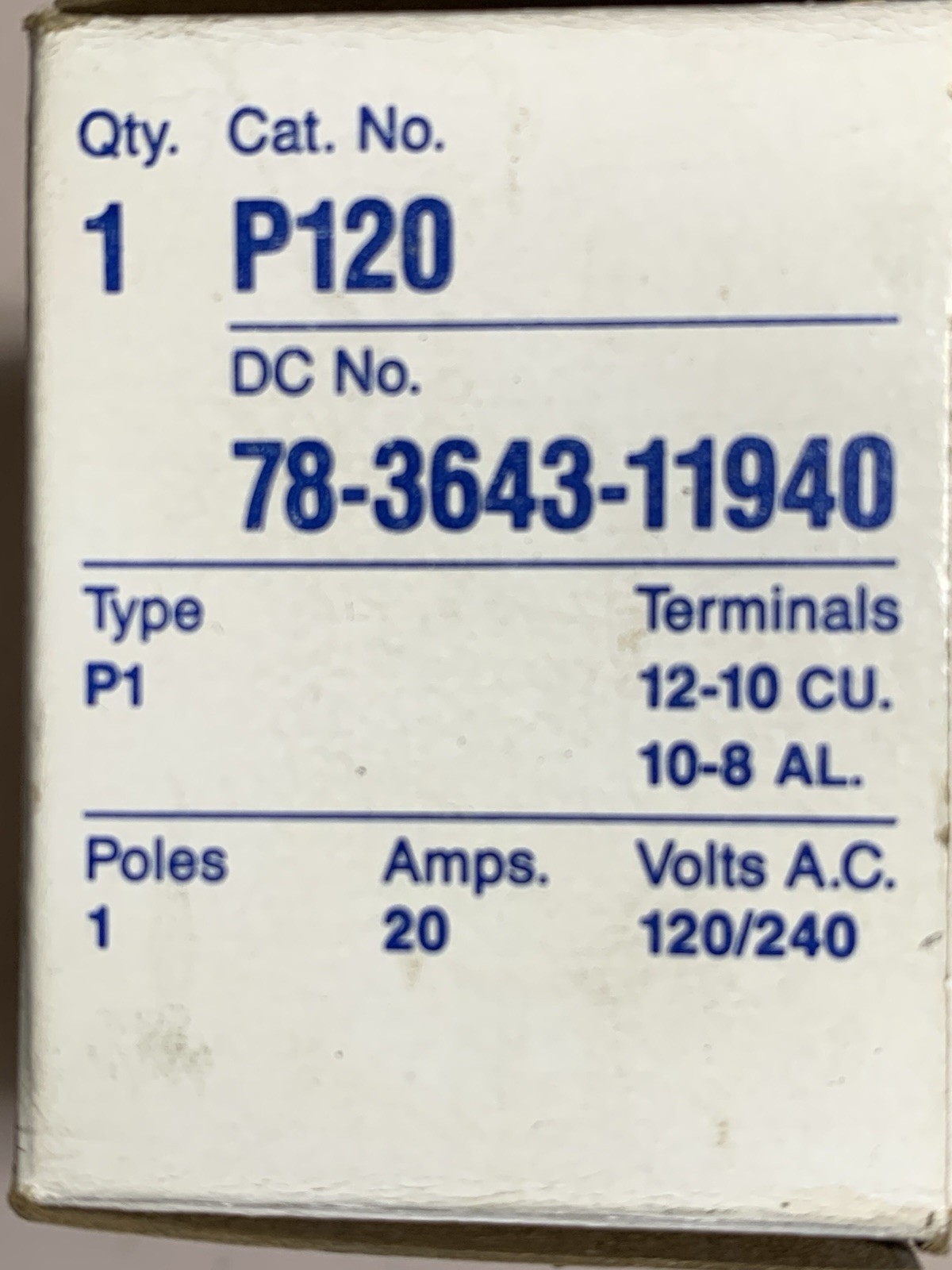 SIEMENS ITE P120 120/240V 20A 1 POLE $22 + FREE SHIPMENT