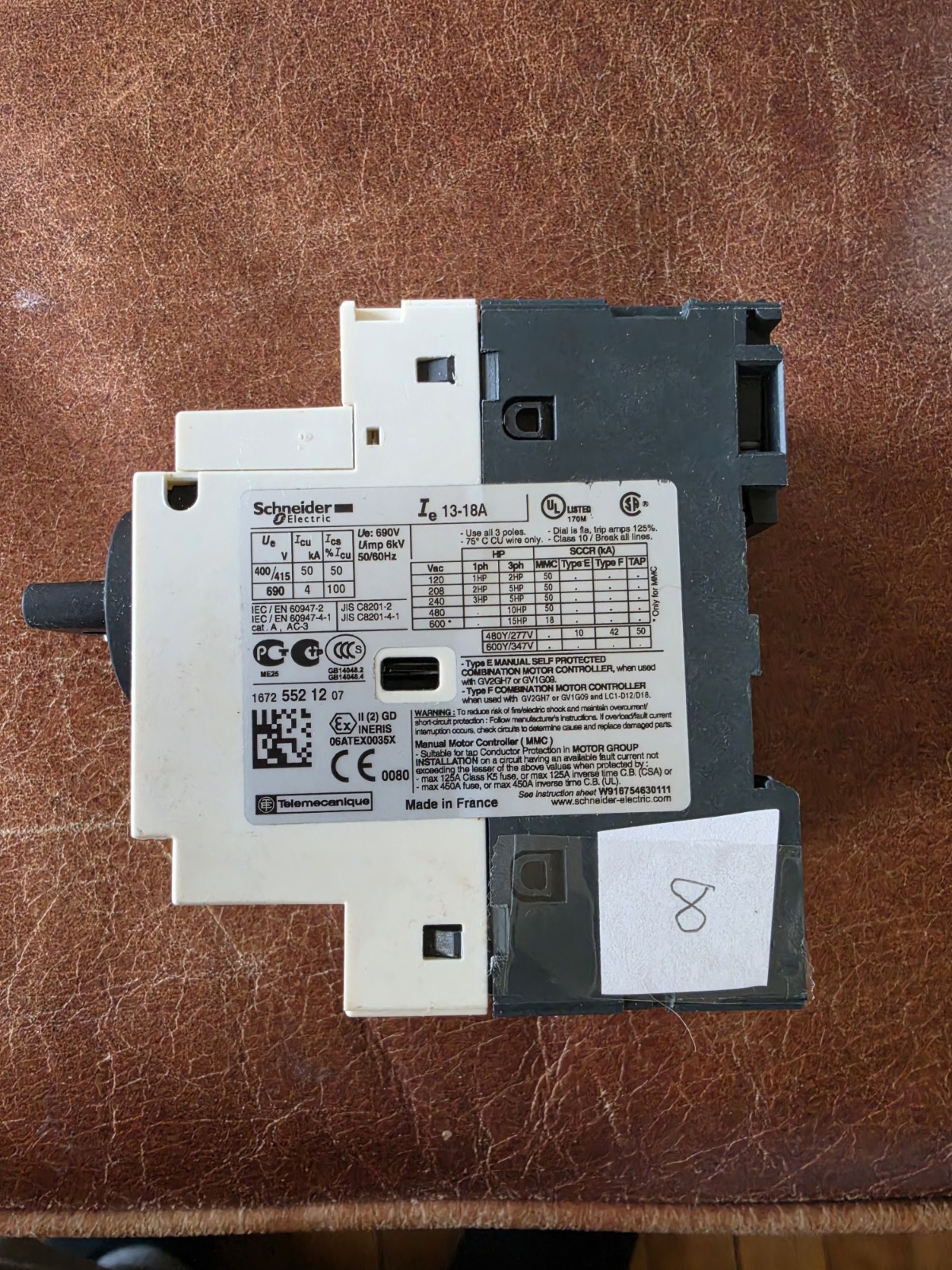 SCHNEIDER ELECTRIC GV2 P20 MOTOR PROTECTION CIRCUIT BREAKER RANGE 13,18AMP FREE