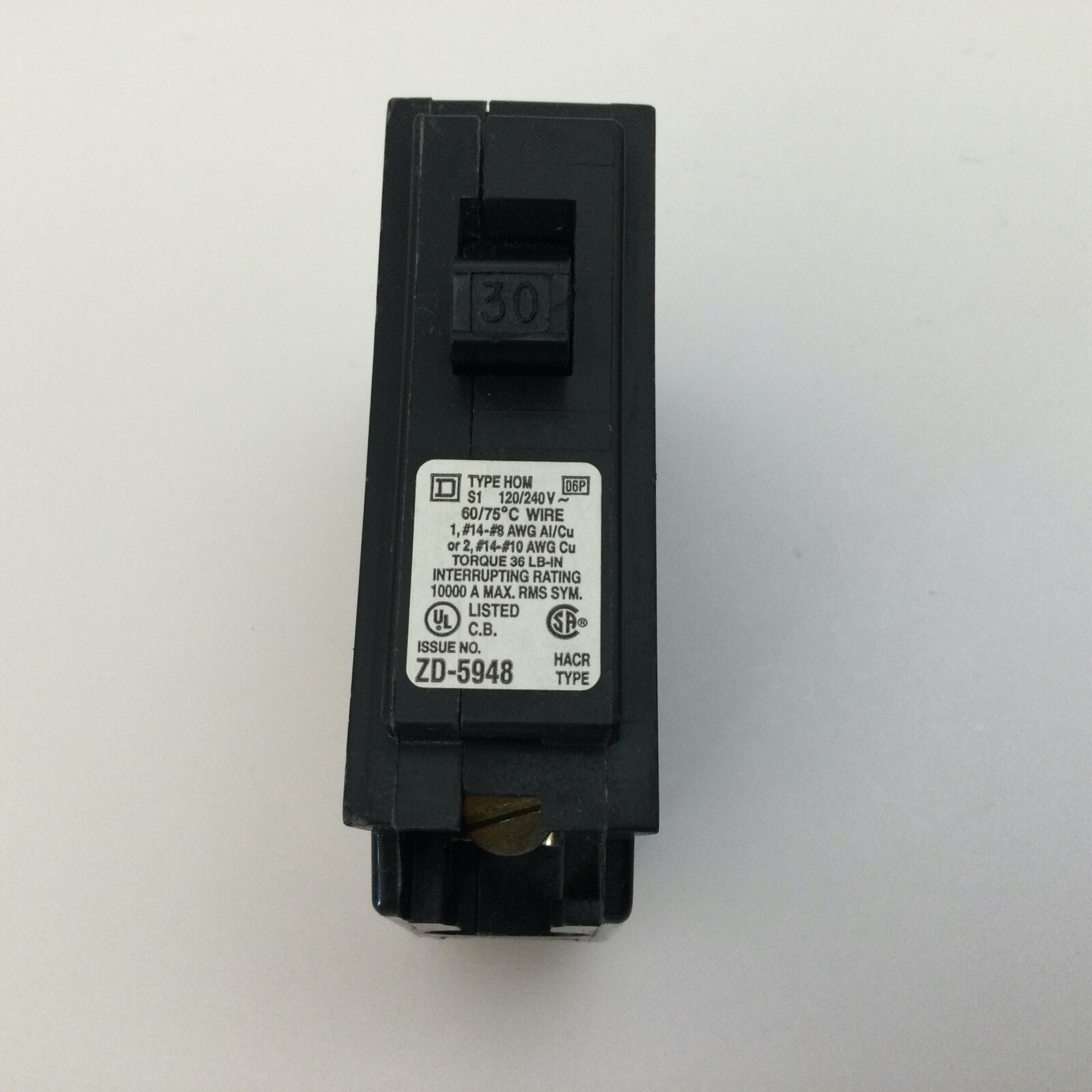 Square D 1 Pole Circuit Breaker 30 Amp 120/240V Type HOM