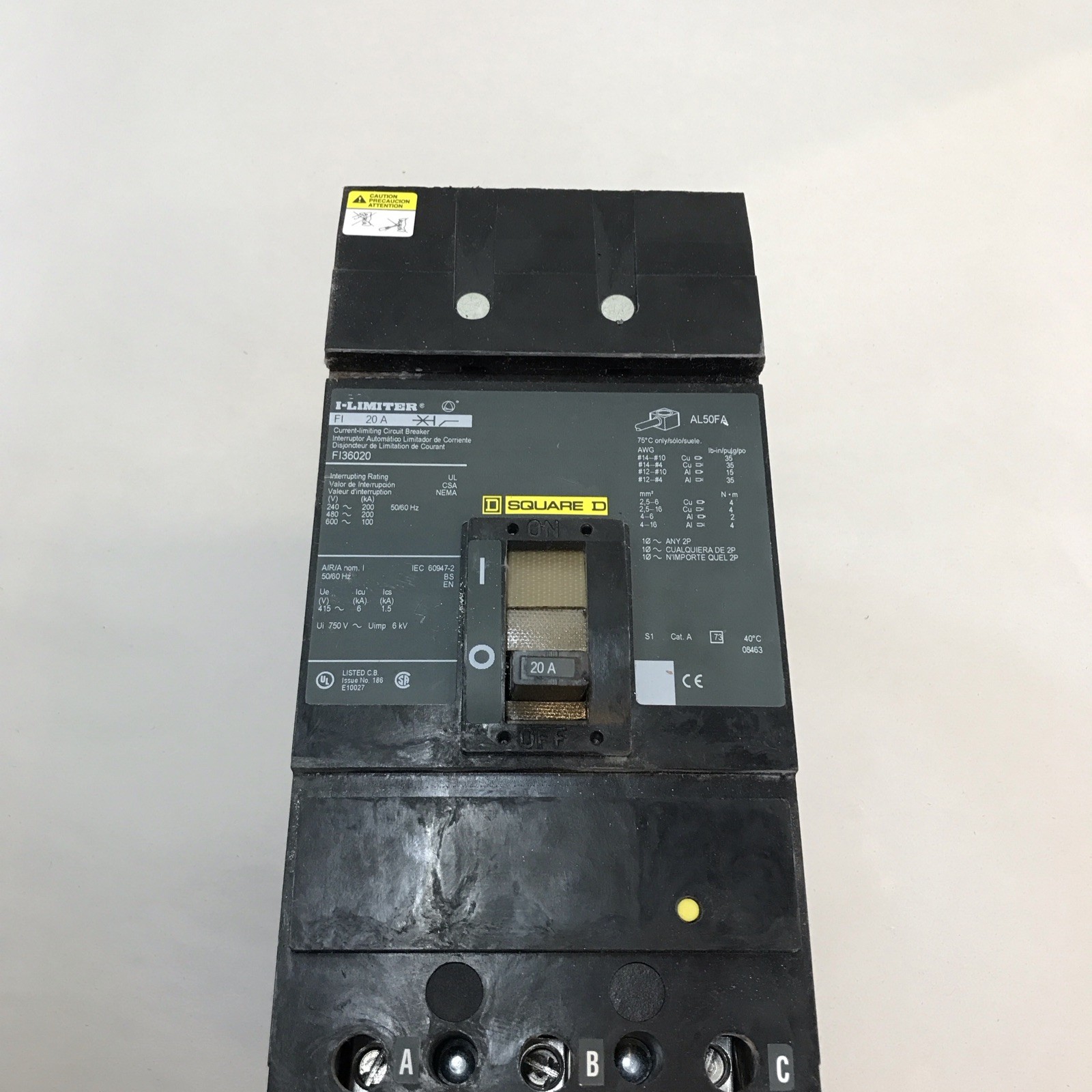 Square D FI36020 Circuit Breaker, I-Line, I Limiter, 200 kAIR, NEW!