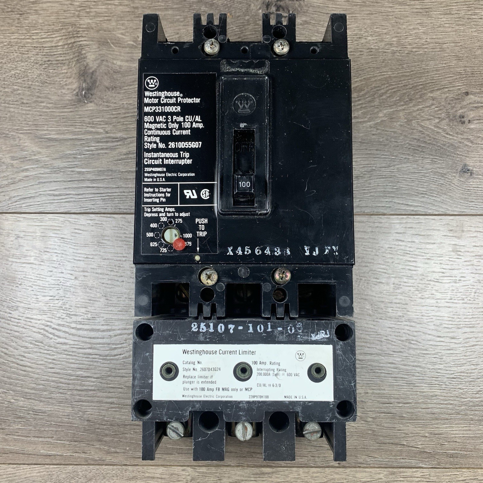 Westinghouse MCP331000CR 100A 3-Pole 600V Motor Circuit Protector Breaker