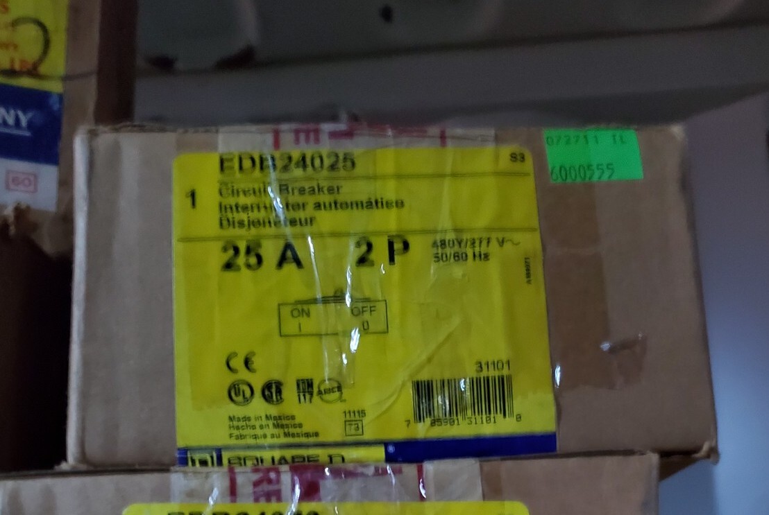 Square D EDB24025 circuit breaker 2p 25amp 480v 1year warranty! NEW!!