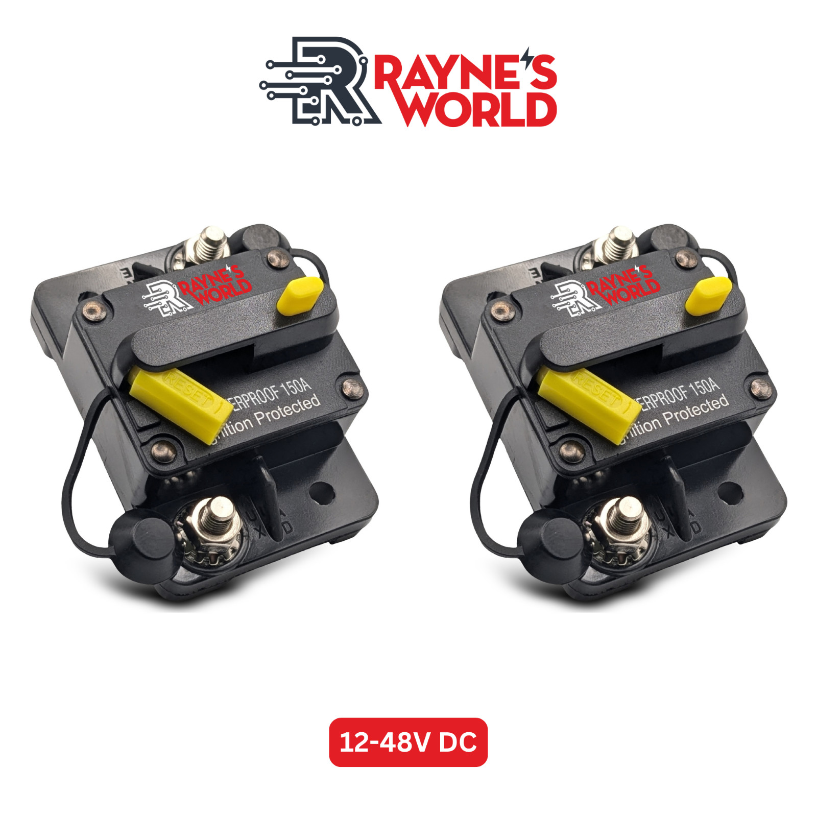 2 PACK 150 Amp Waterproof Yellow Circuit Breaker Auto/Marine/Solar 12-48V DC