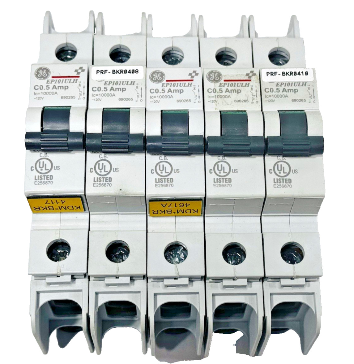 Lot of 5 GE EP101ULHC0.5 / 690265 E256870 0.5Amp Mini Circuit Breaker 1 Pole 120