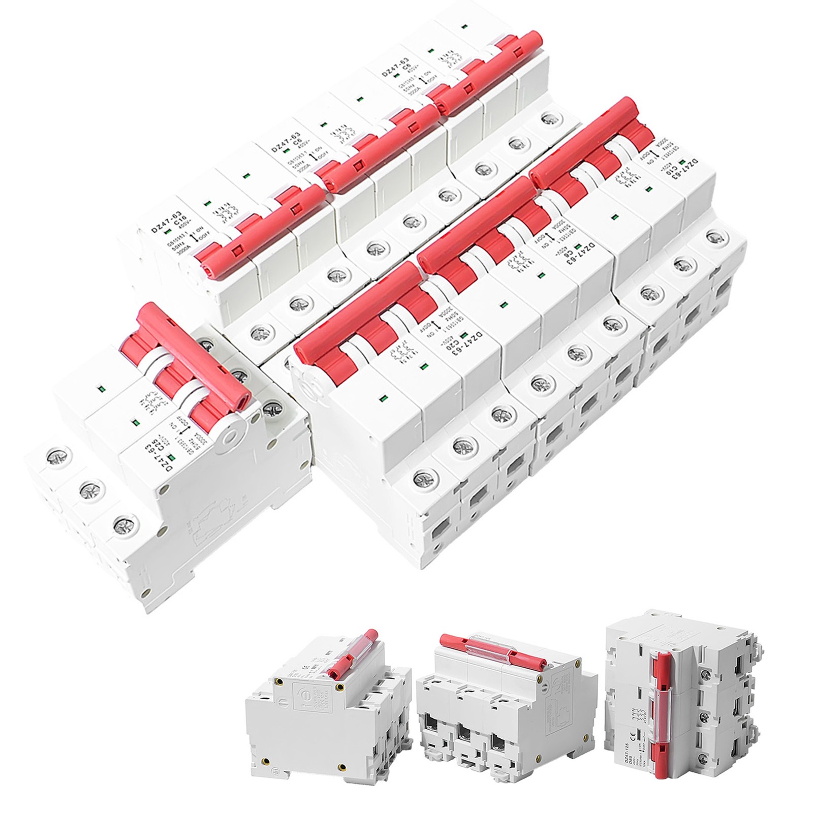 Universal Mini Circuit Breaker AC MCB 3P 4.5kA 6/10/16/25/32/40/50/63A Din Rail