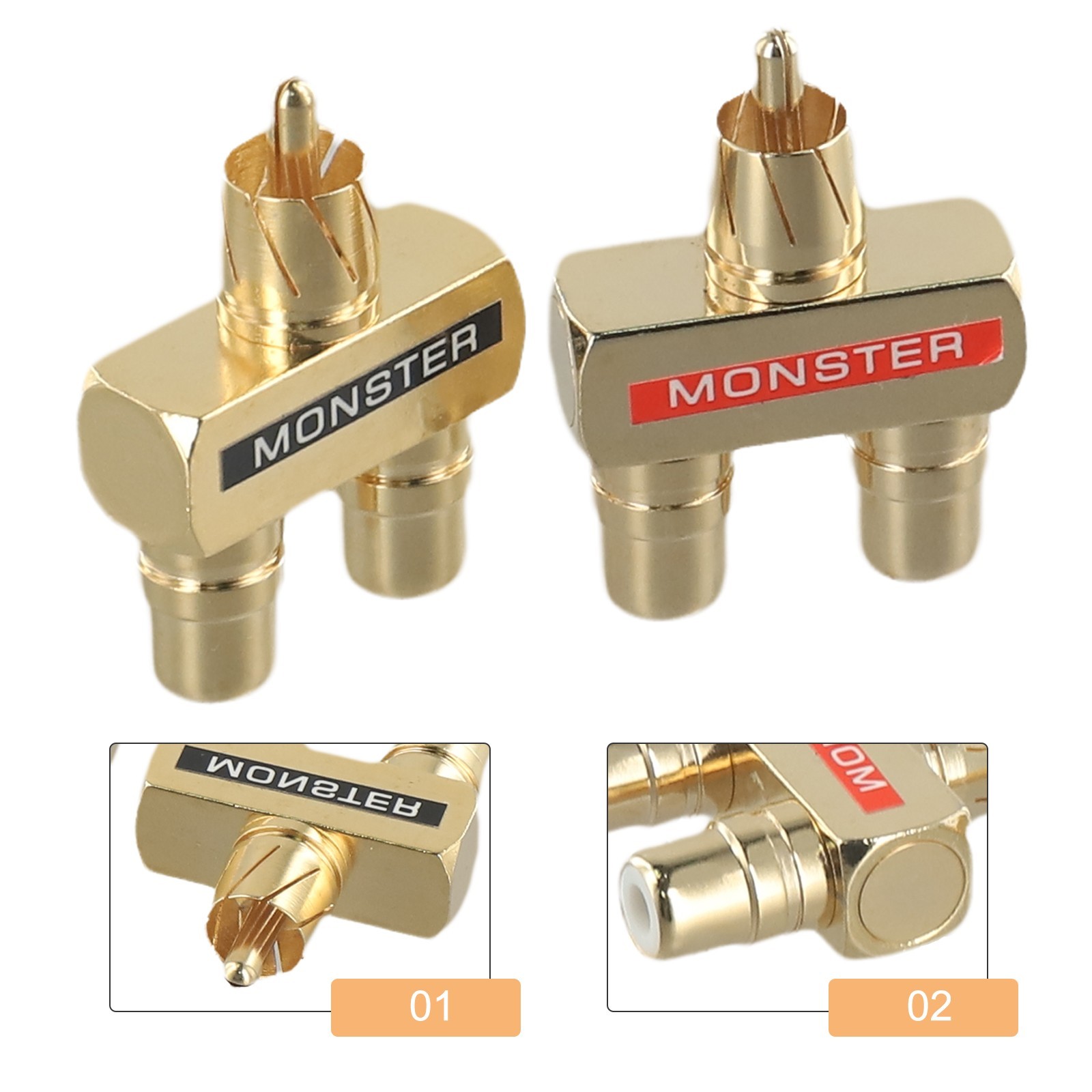 Y Splitter Adapter Copper Gold Plated Metal Parts 2pcs Accessory Audio