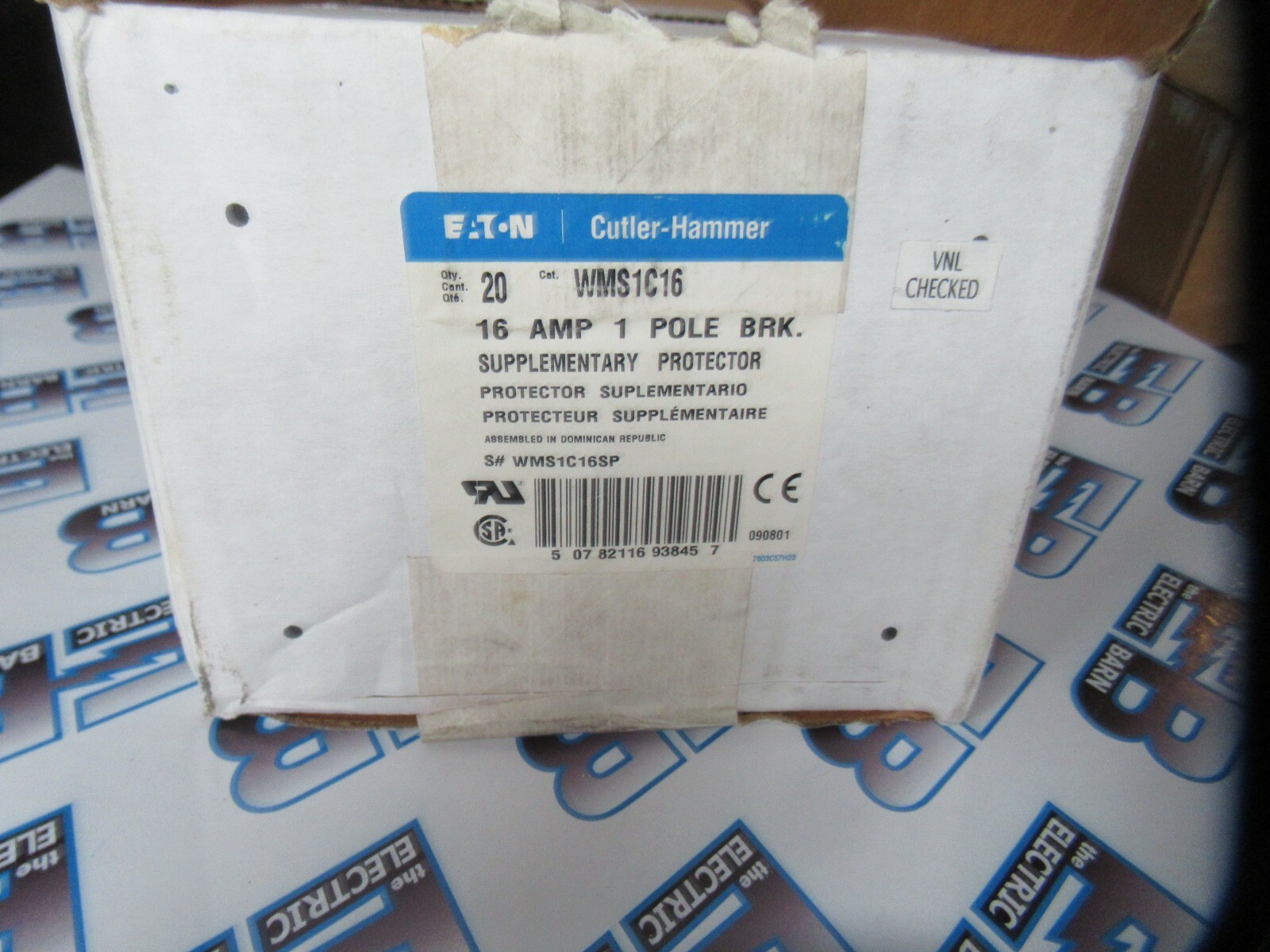 Eaton WMS1C16, (20) 16 Amp, 240 Volt, 1P, Supplementary Protector Breaker- NEW-B