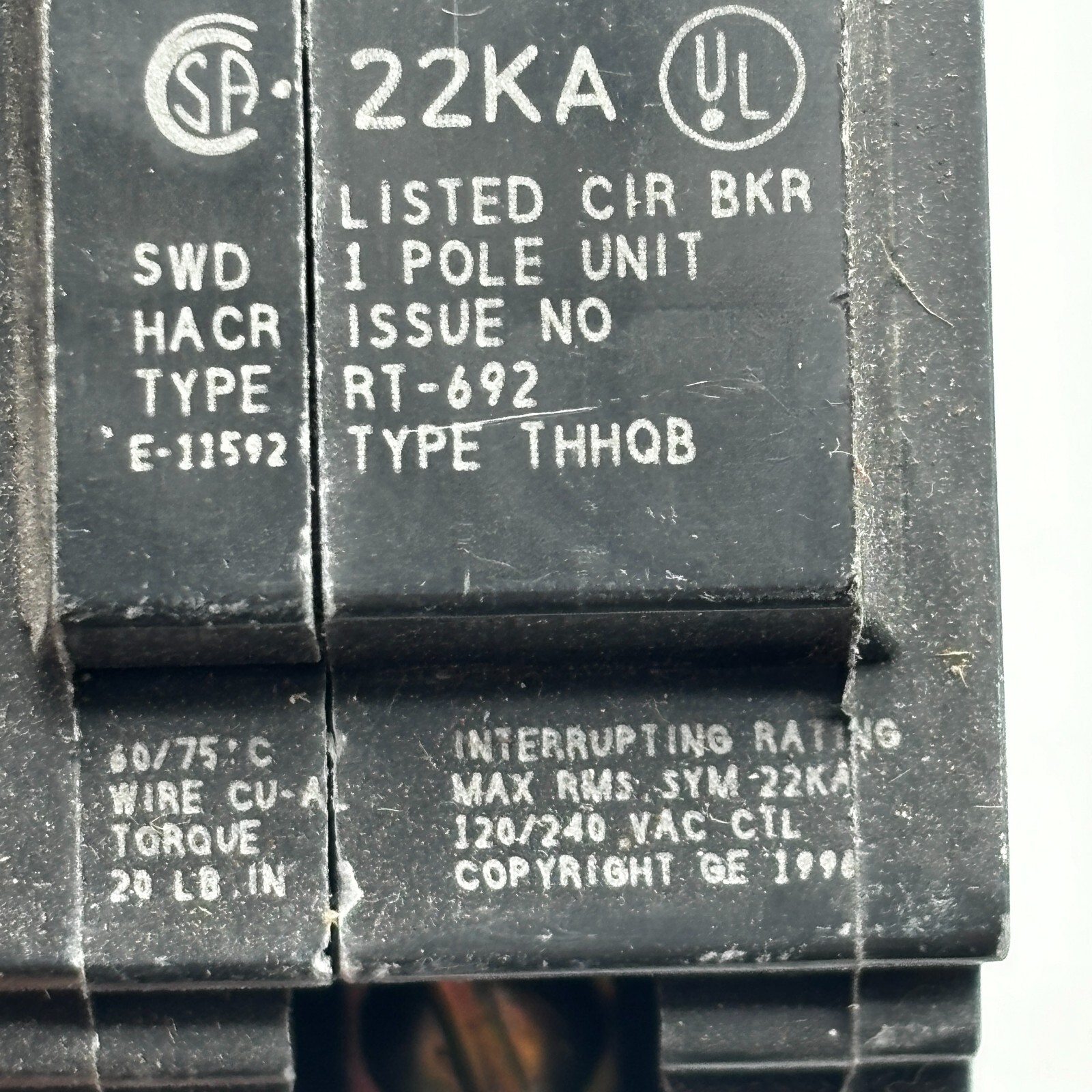 GE General Electric 20 Amp Single Pole RT-692 Breaker ⭐