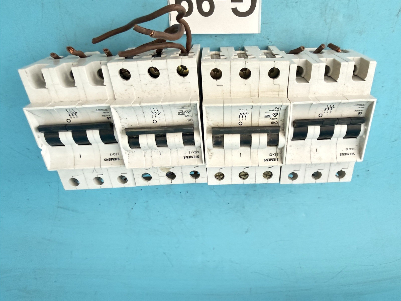 Lot of 4 Siemens 5SX43 3-Pole Circuit Breakers C6 C40 400V DIN Rail MCB