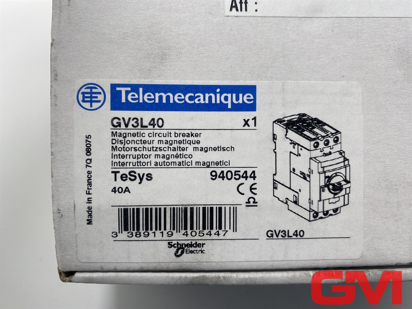 Telemecanique Motor Protection Switch GV3L40 Magnetic Circuit Breaker 40A 940544