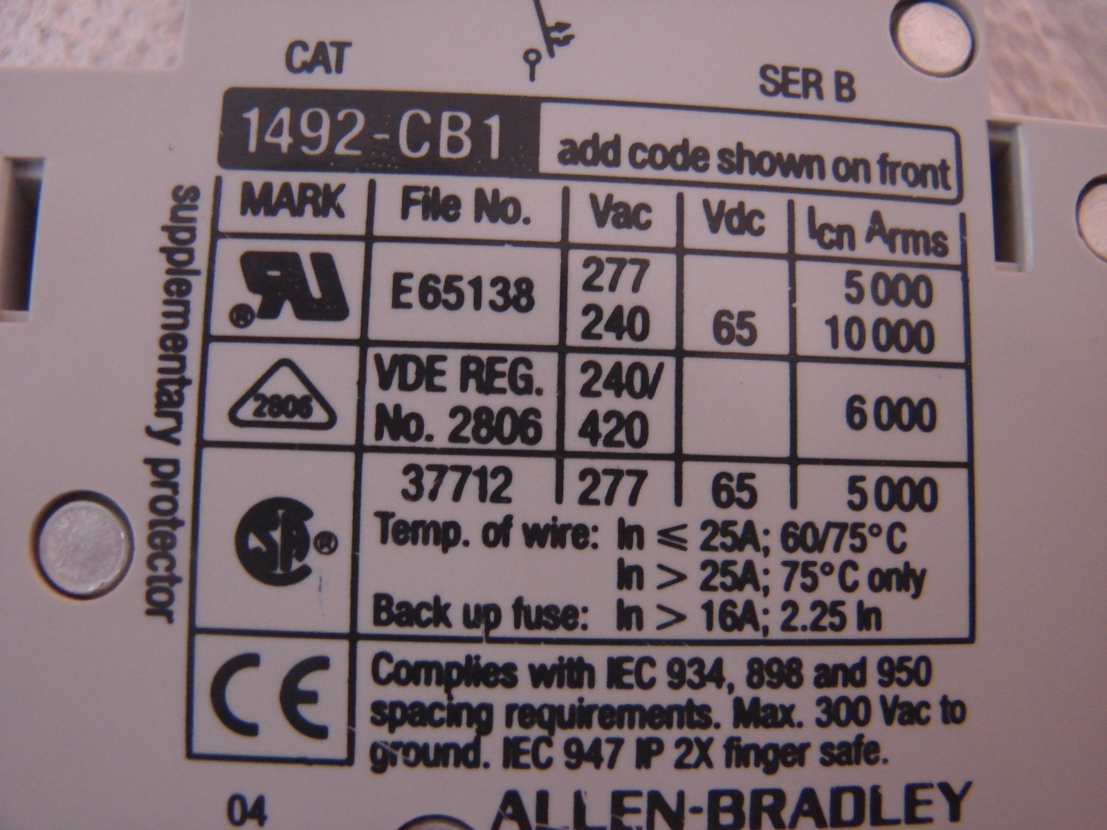 AB 1492-CB1 G300 30.0A Breaker