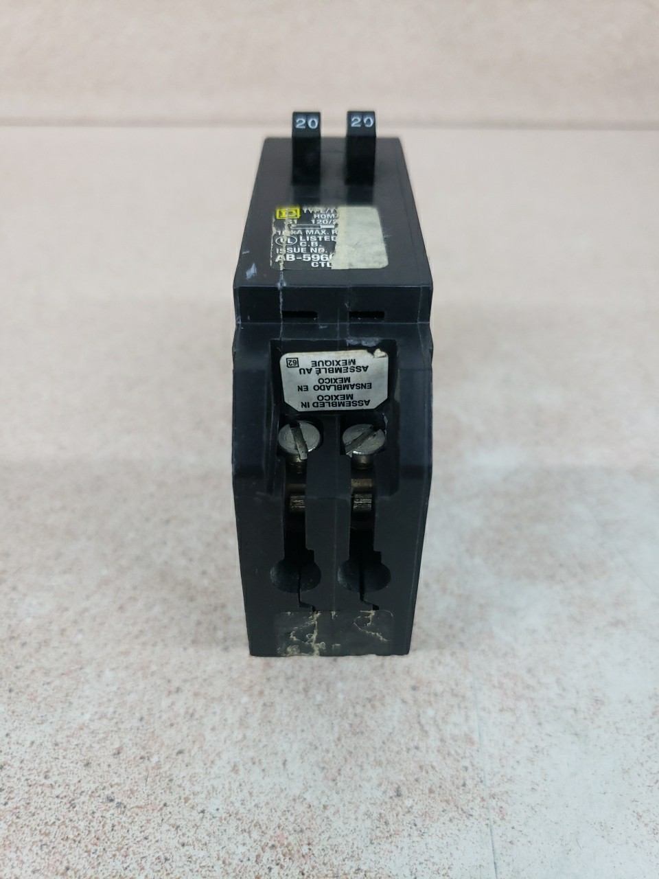 Square D HOMT2020 Homeline 20 amp Twin 1 Pole Tandem Circuit Breaker