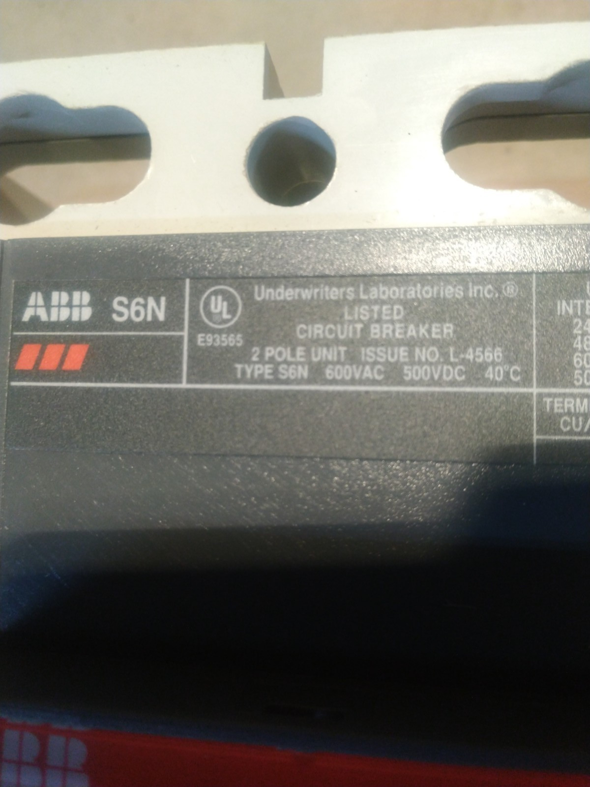 NEW ABB S6 SACE S6N600 CIRCUIT BREAKER 2-POLE 600A 500VDC 600VAC