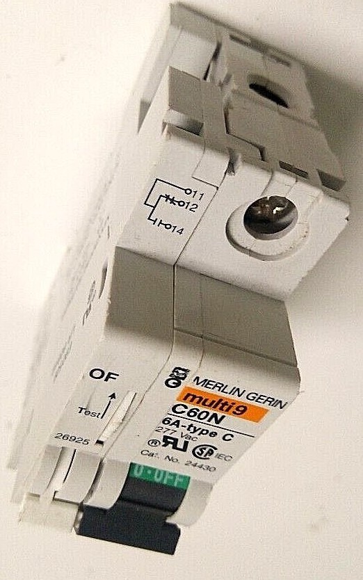 Merlin Gerin 24430 Multi 9 C60N Type C 6A 277V Circuit Breaker w/Auxillary 26925