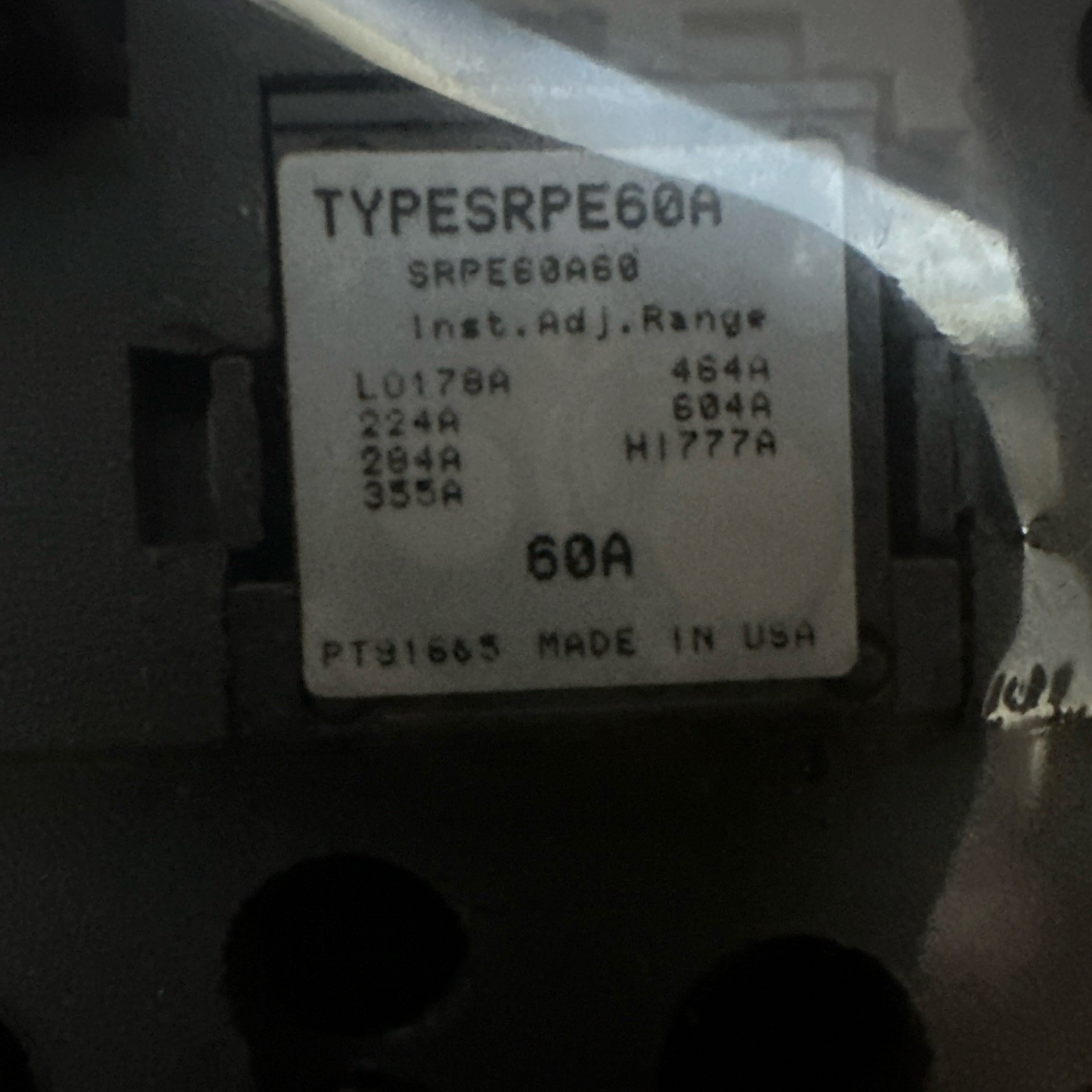 GE Spectra RMS Circuit Breaker 60A 3 Pole 600VAC Thermal Industrial