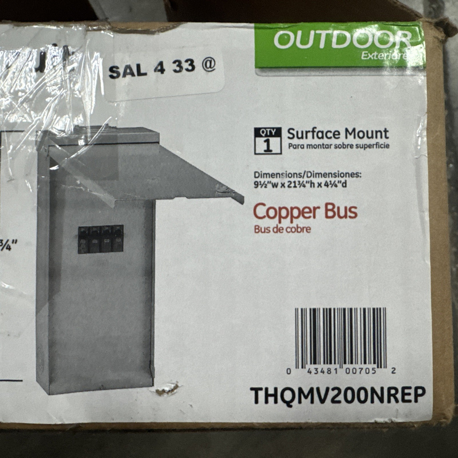 GE Outdoor Circuit Breaker 200 Amp Surface Outdoor Enclosed THQMV200NREP