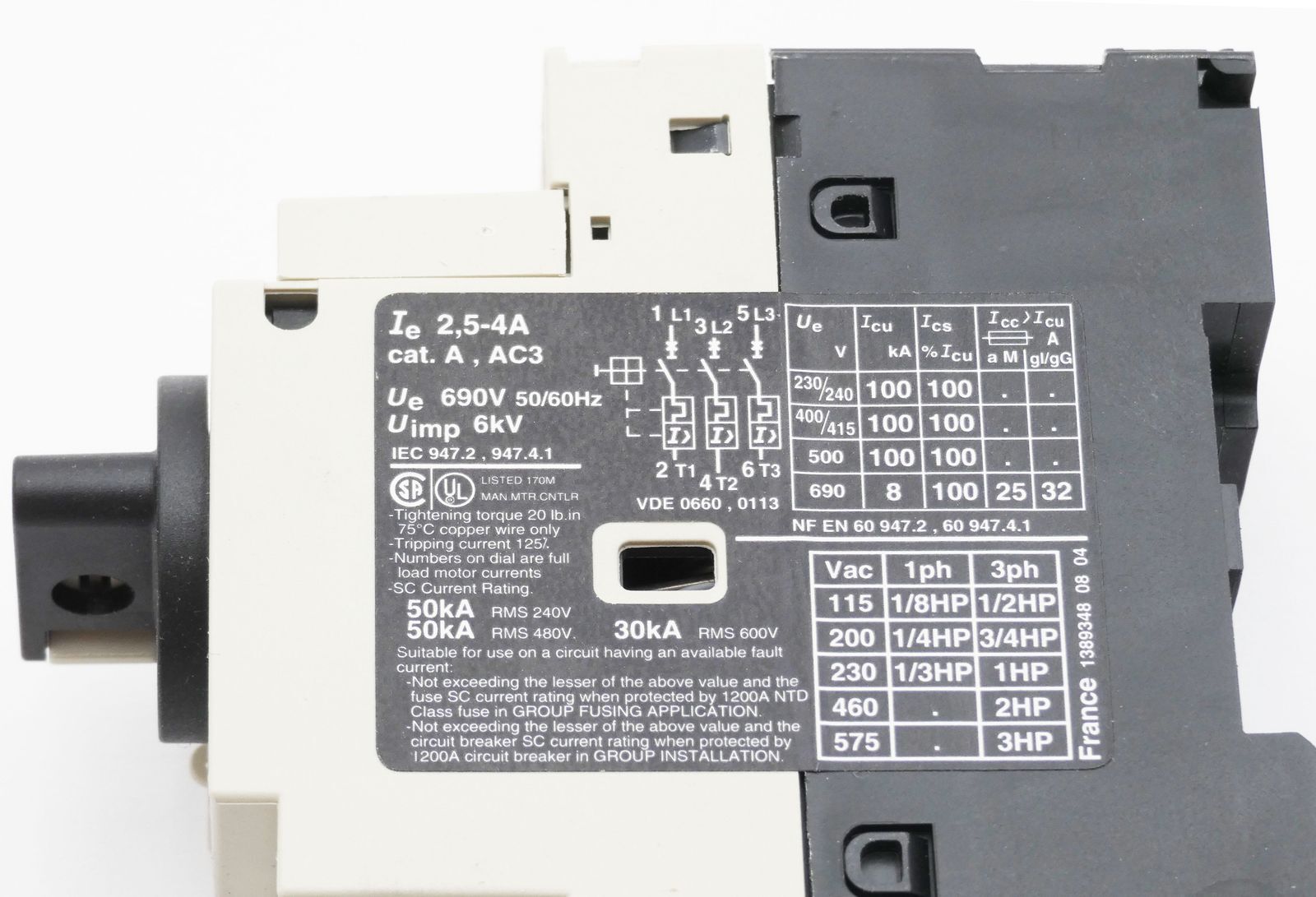 Telemecanique GV2-P08 021347 2.5-4A Motor Circuit Breaker -Unused/Original Packaging-