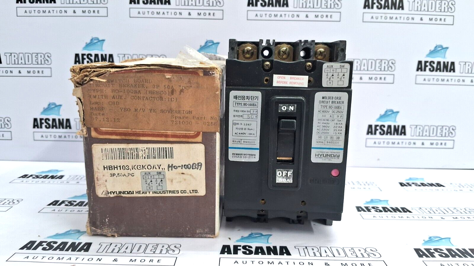 Hyundai circuit breaker ho-100ba 50A 3p ac440v 18ka