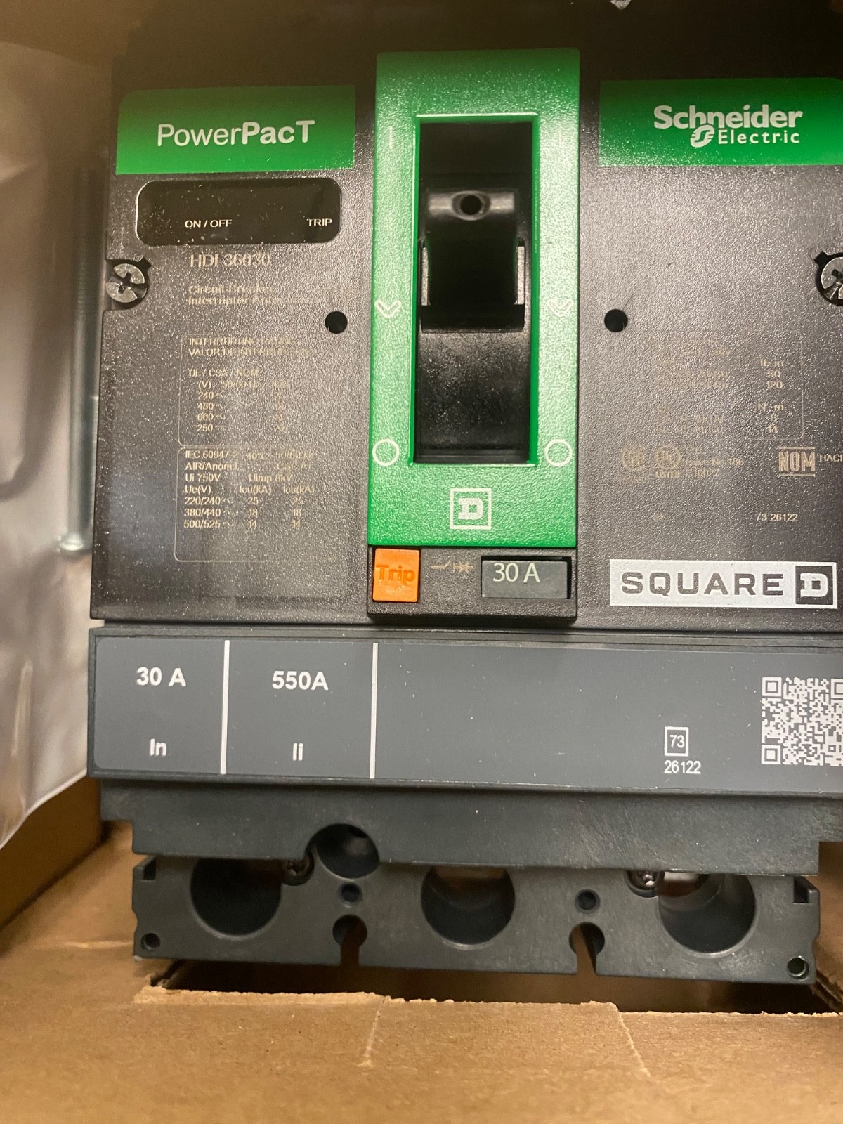 Square D, HDl36030, 3 pole, 30 amp, bolt on, breaker