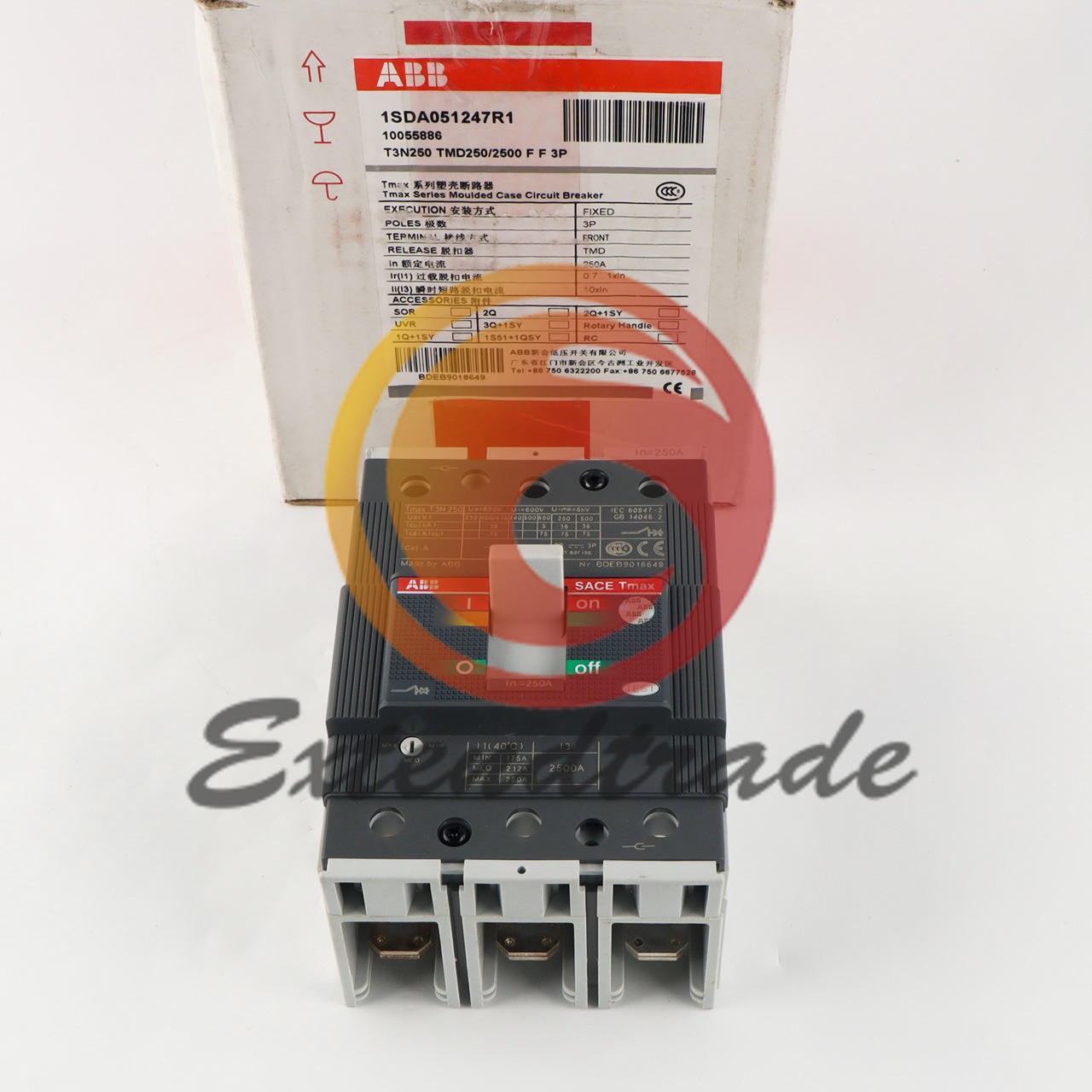 1PC New ABB TMAX T3N250 TMD250/2500 FF 3P 250A 1SDA051247R1 Circuit Breaker