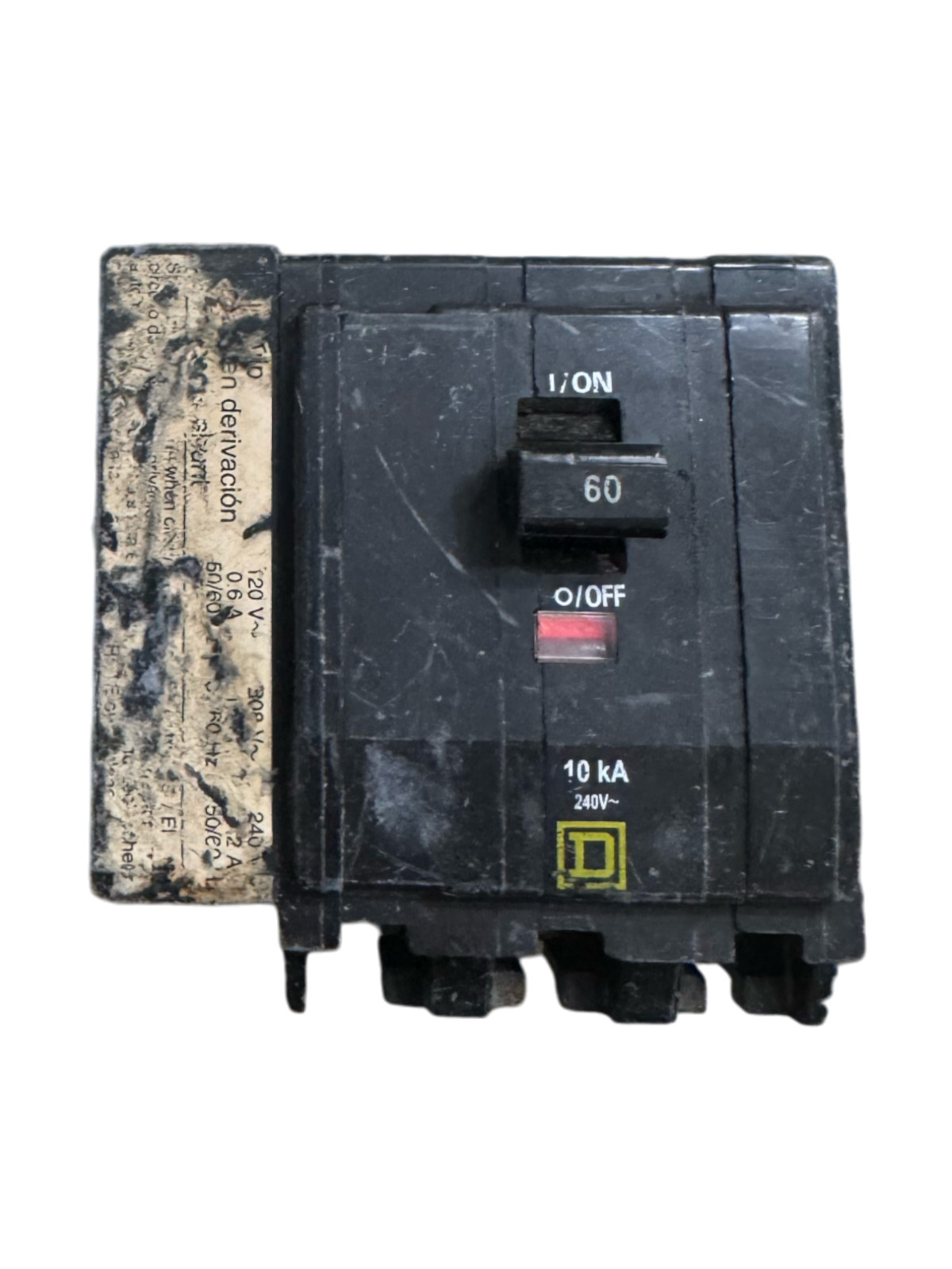 Square D QOB3601021 60A 3P 240V Bolt-On Circuit Breaker w/ Shunt Trip *CHIPPED*